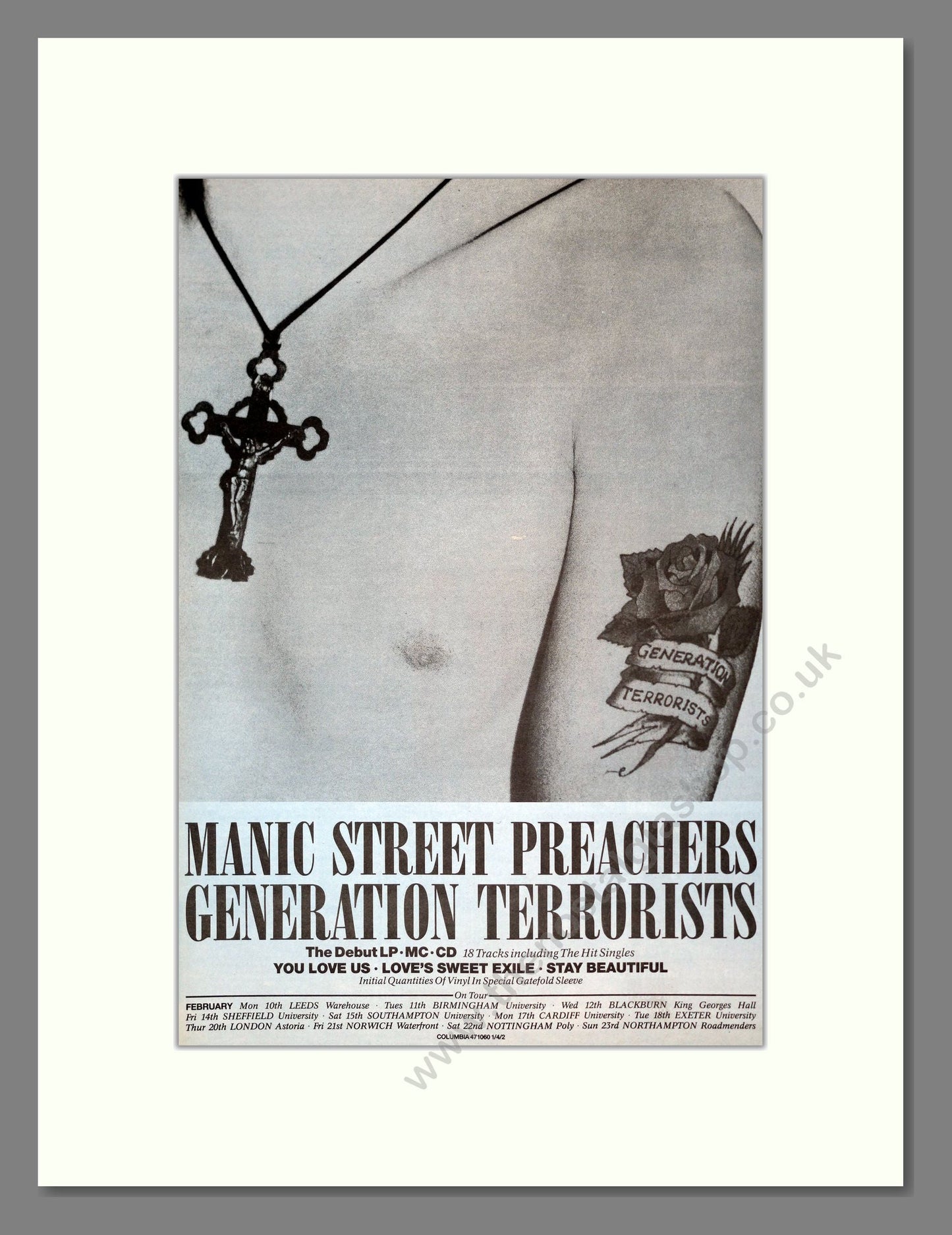 Manic Street Preachers - Generation Terrorists. Vintage Advert 1992 (ref AD19202)