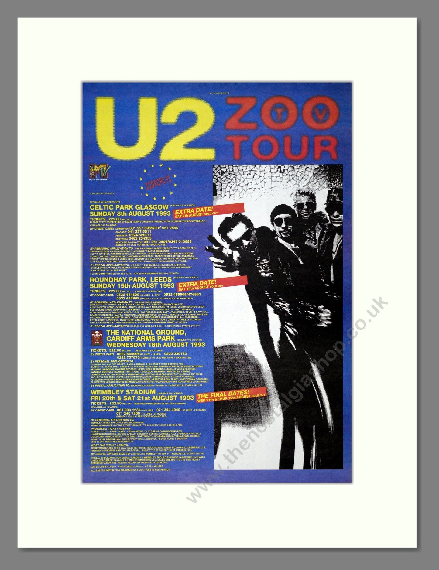 U2 - Zoo Tour. Vintage Advert 1992 (ref AD19204)