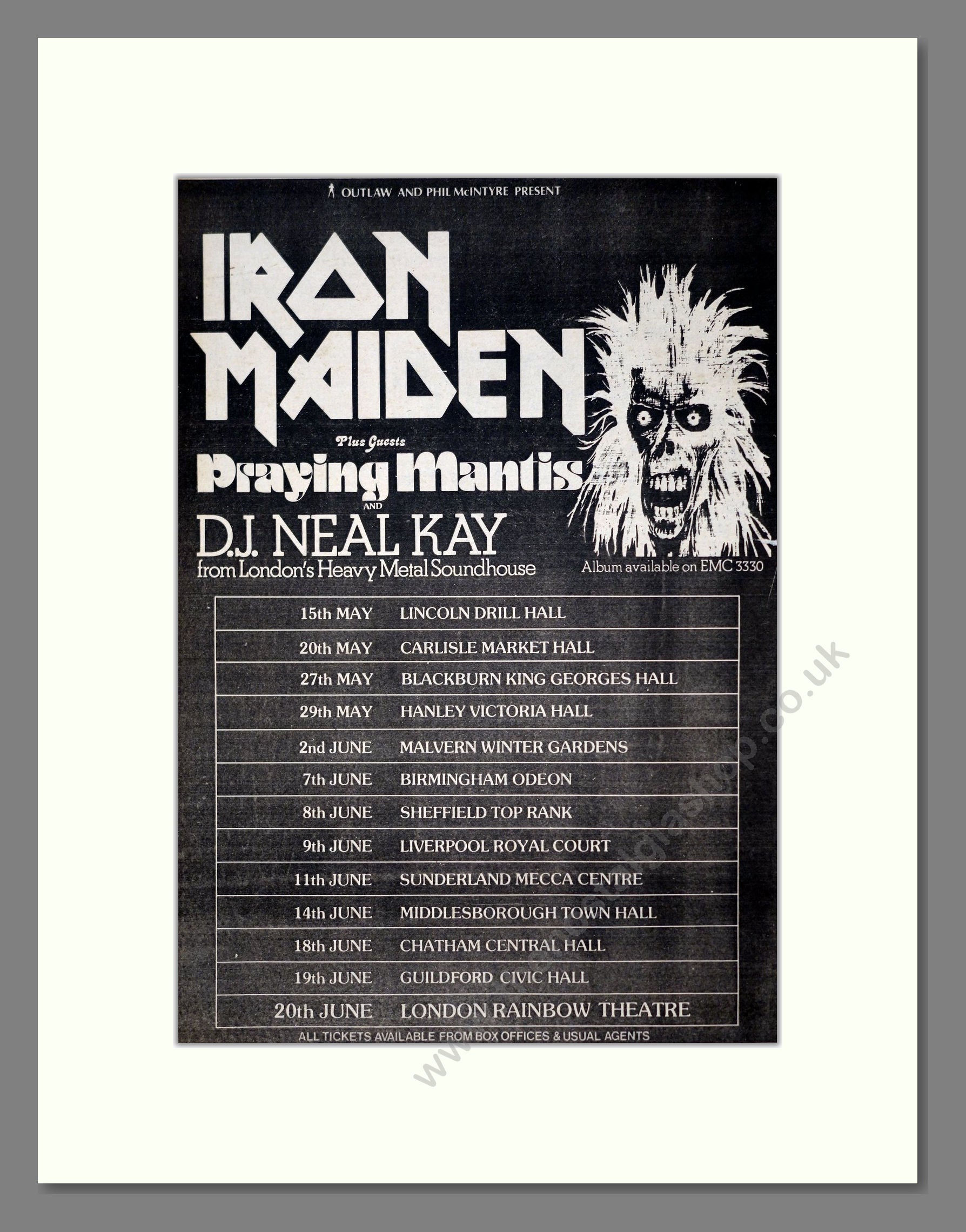 Iron Maiden - UK Tour. Vintage Advert 1980 (ref AD19208)