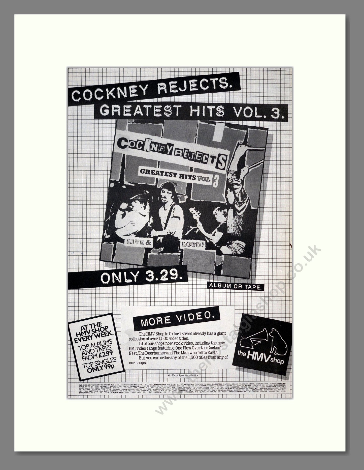 Cockney Rejects - Greatest Hits Vol 3. Vintage Advert 1981 (ref AD19224)