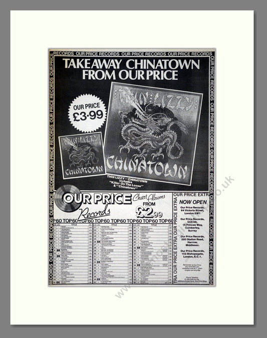 Thin Lizzy - Chinatown. Vintage Advert 1980 (ref AD19240)