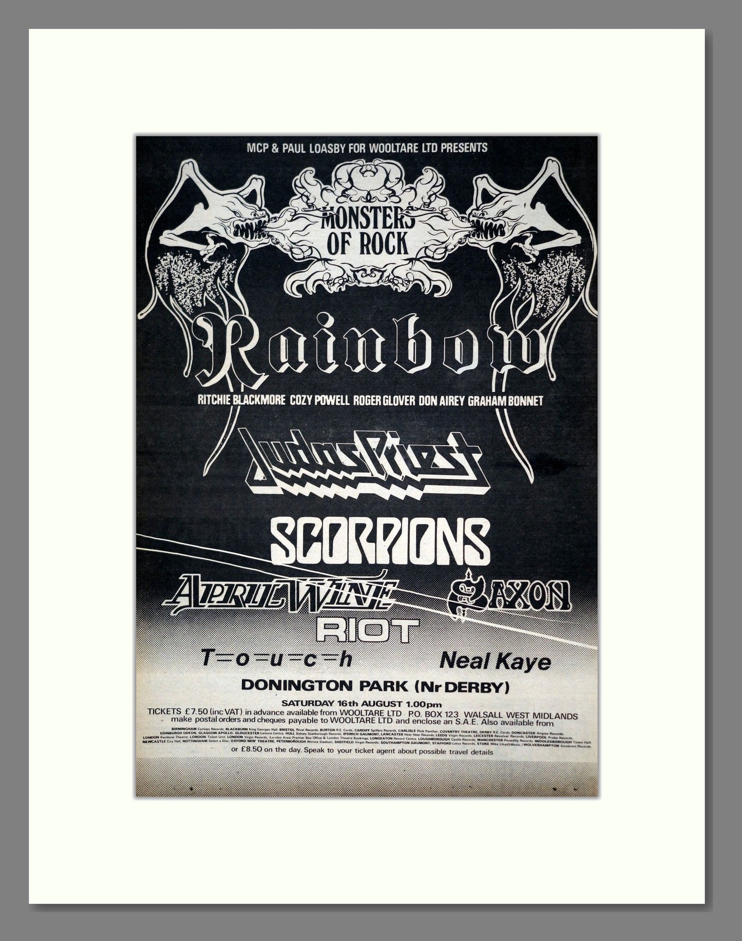 Various Artists - Monsters Of Rock Festival. Vintage Advert 1980 (ref AD19246)