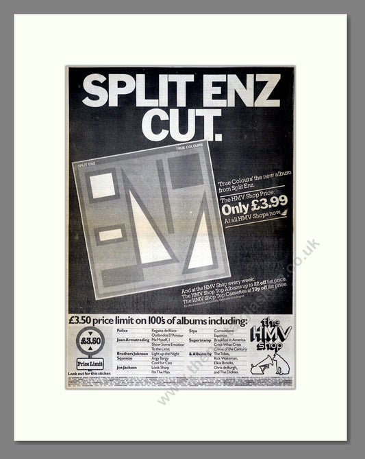 Split Enz - Cut. Vintage Advert 1980 (ref AD19249)