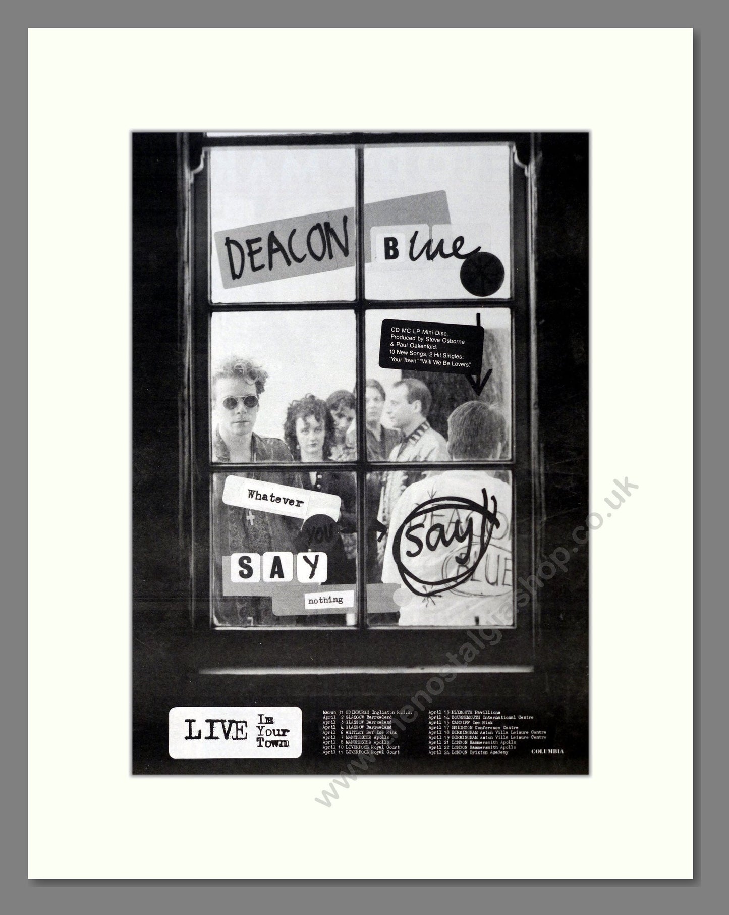 Deacon Blue - Whatever You Say, Say Nothing. Vintage Advert 1993 (ref AD19261)