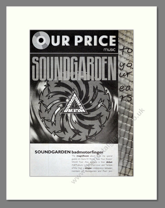 Soundgarden - Badmotorfinger. Vintage Advert 1992 (ref AD19323)