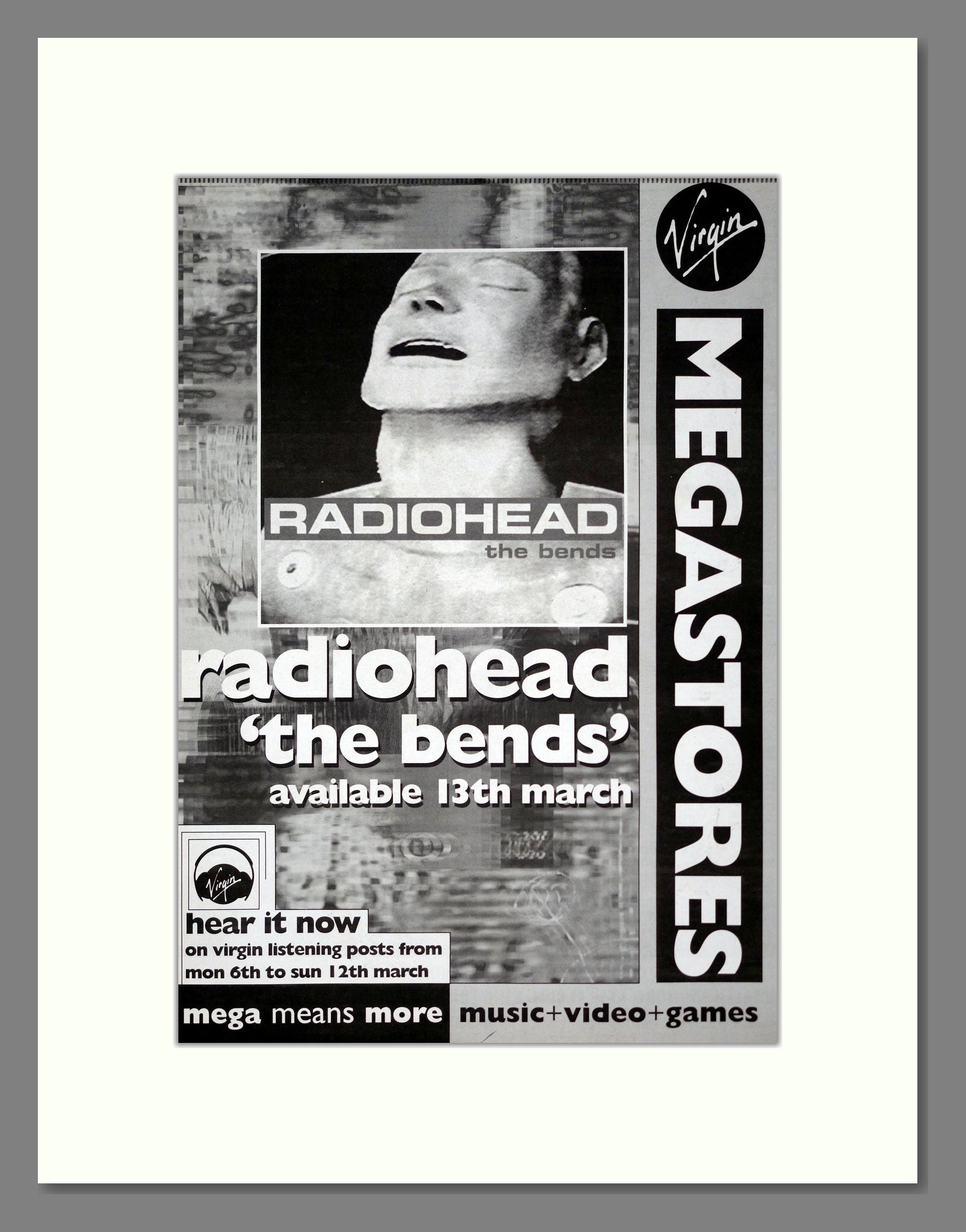 Radiohead - The Bends. Vintage Advert 1995 (ref AD19333)