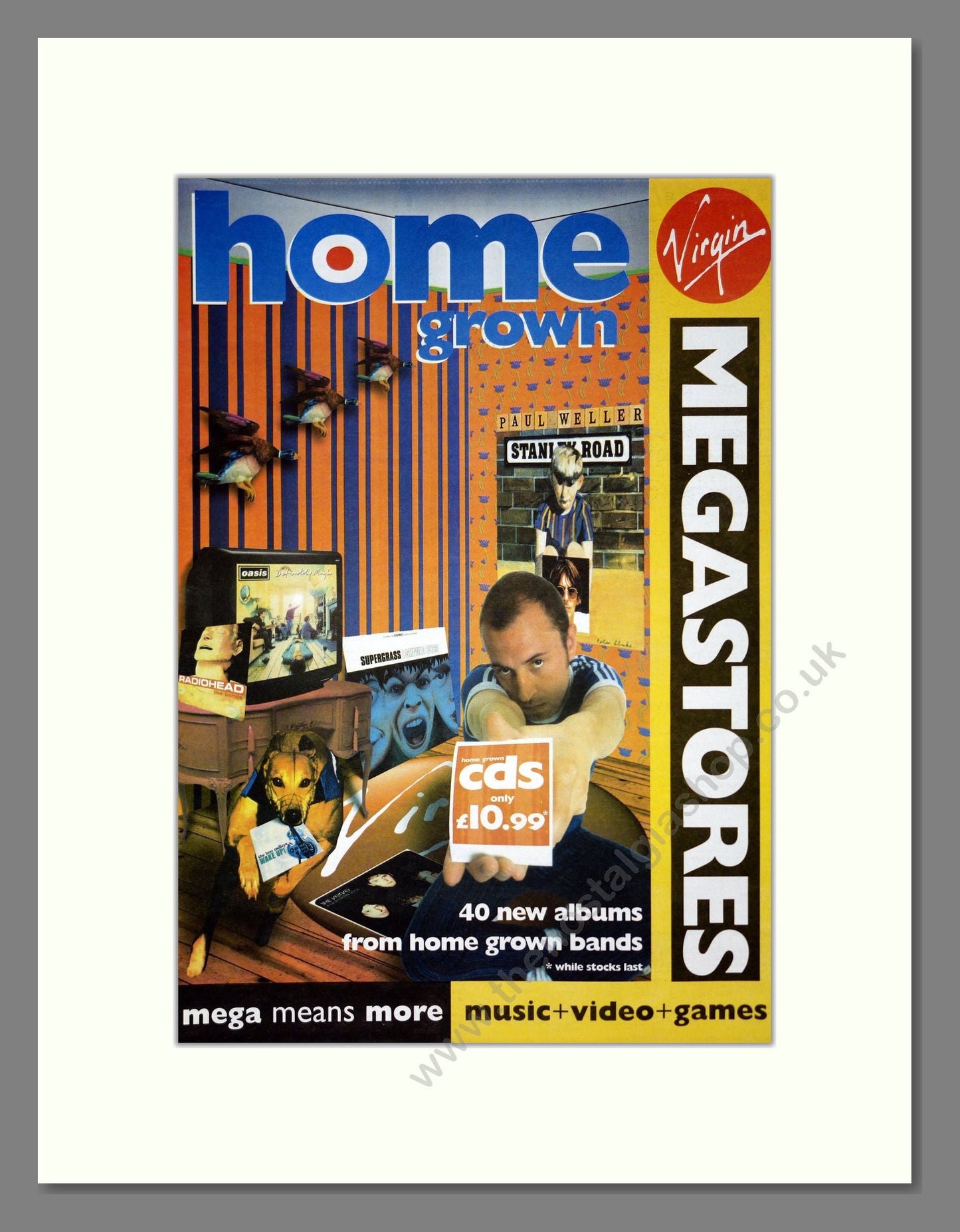 Various Artists - Virgin Megastore 40 Home Grown Albums. Vintage Advert 1995 (ref AD19338)