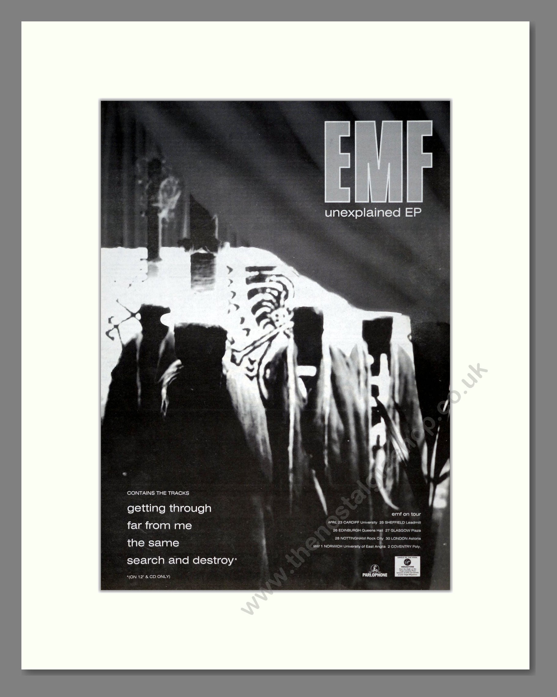 EMF - Unexplained EP. Vintage Advert 1992 (ref AD19342)