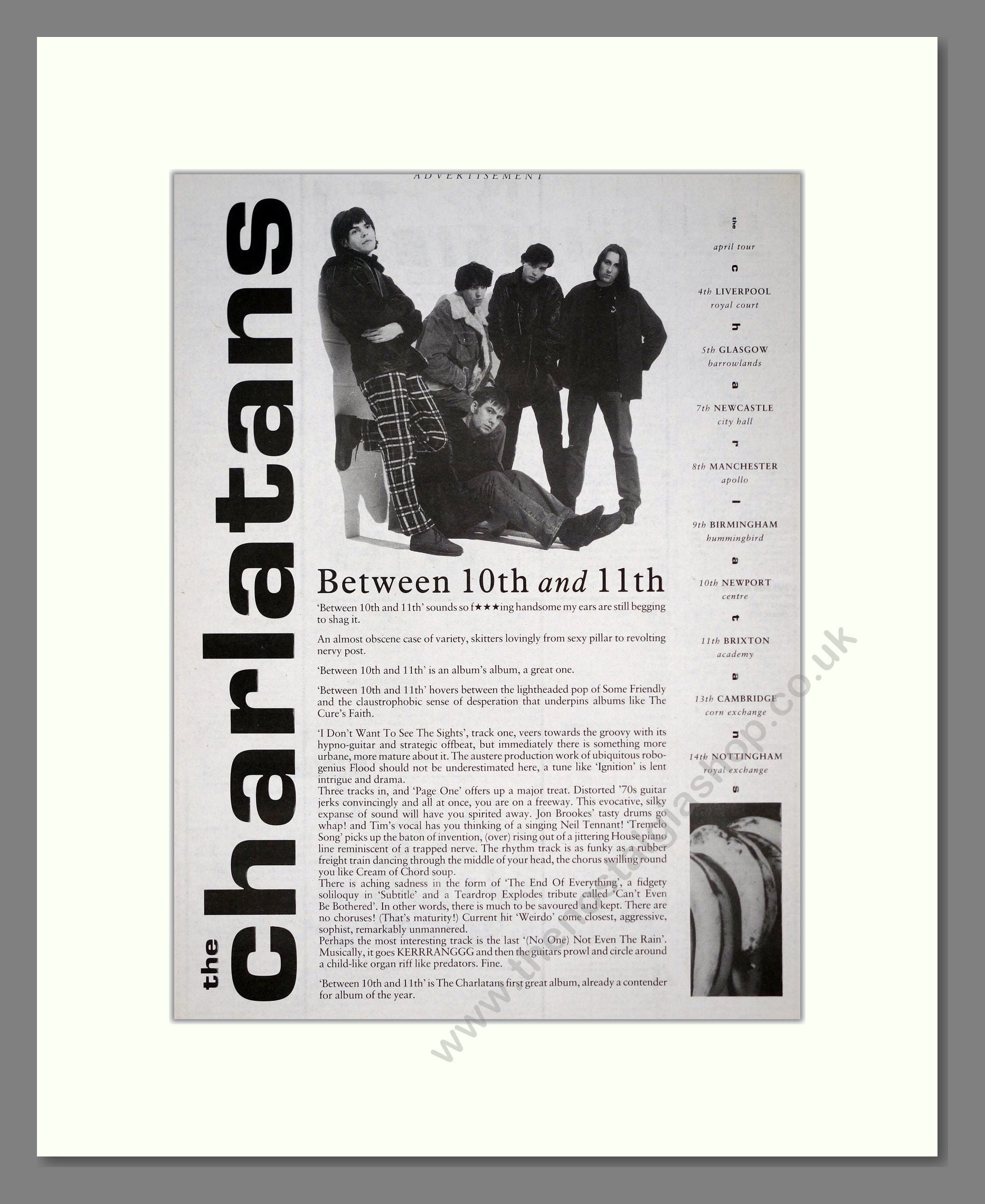 Charlatans (The) - Between 10th And 11th. Vintage Advert 1992 (ref AD19343)