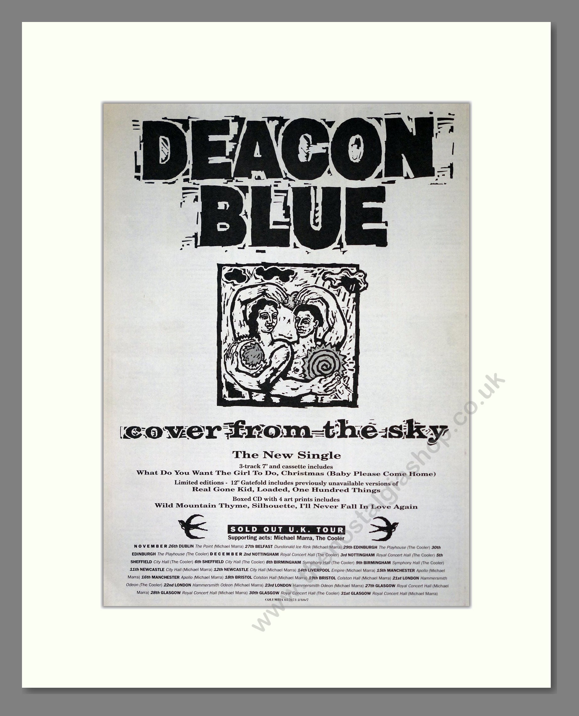 Deacon Blue - Cover From The Sky. Vintage Advert 1991 (ref AD19346)