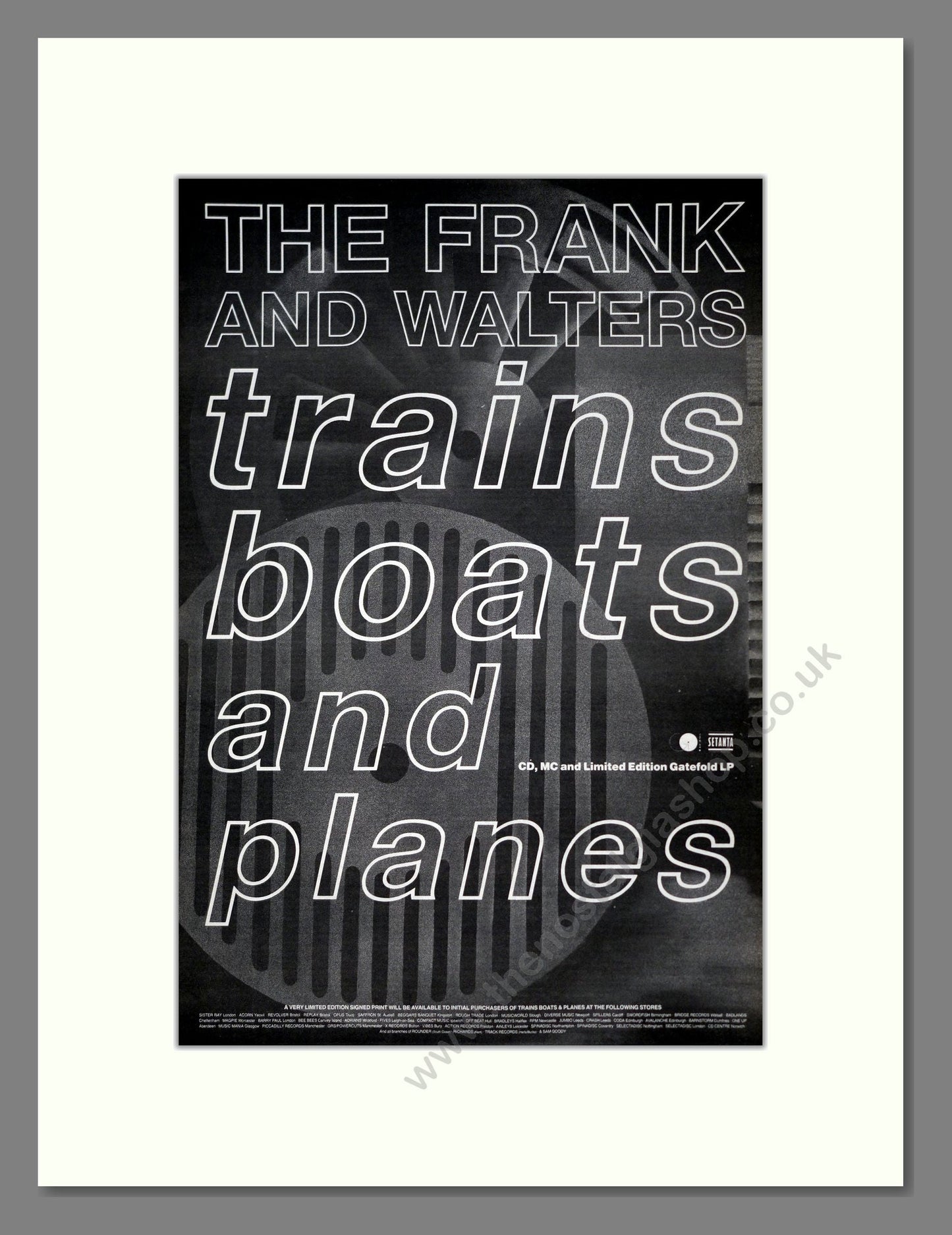 Frank And Walters (The) - Trains Boats And Planes. Vintage Advert 1992 (ref AD19354)