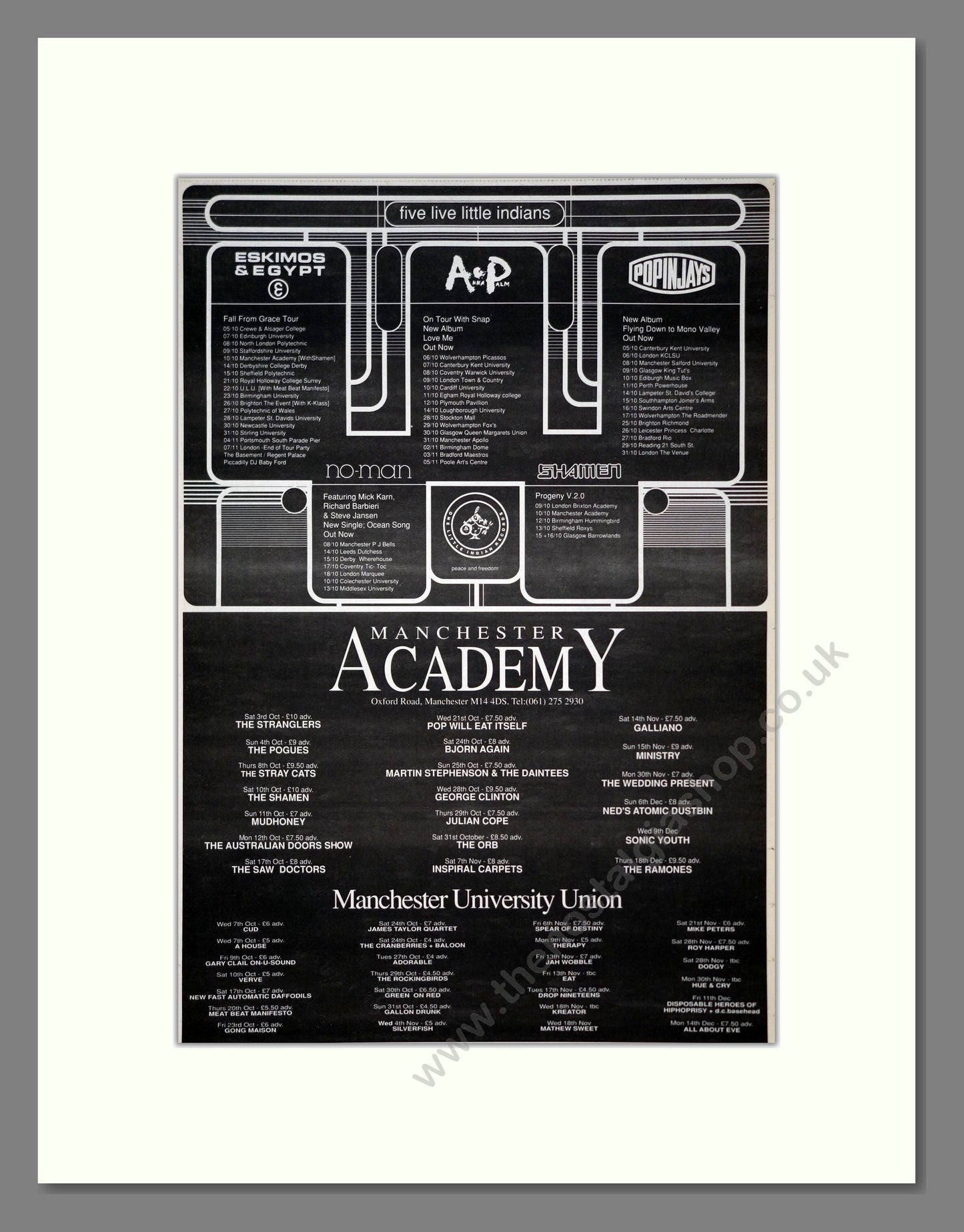 Various Artists - Manchester Academy Gigs. Vintage Advert 1992 (ref AD19359)