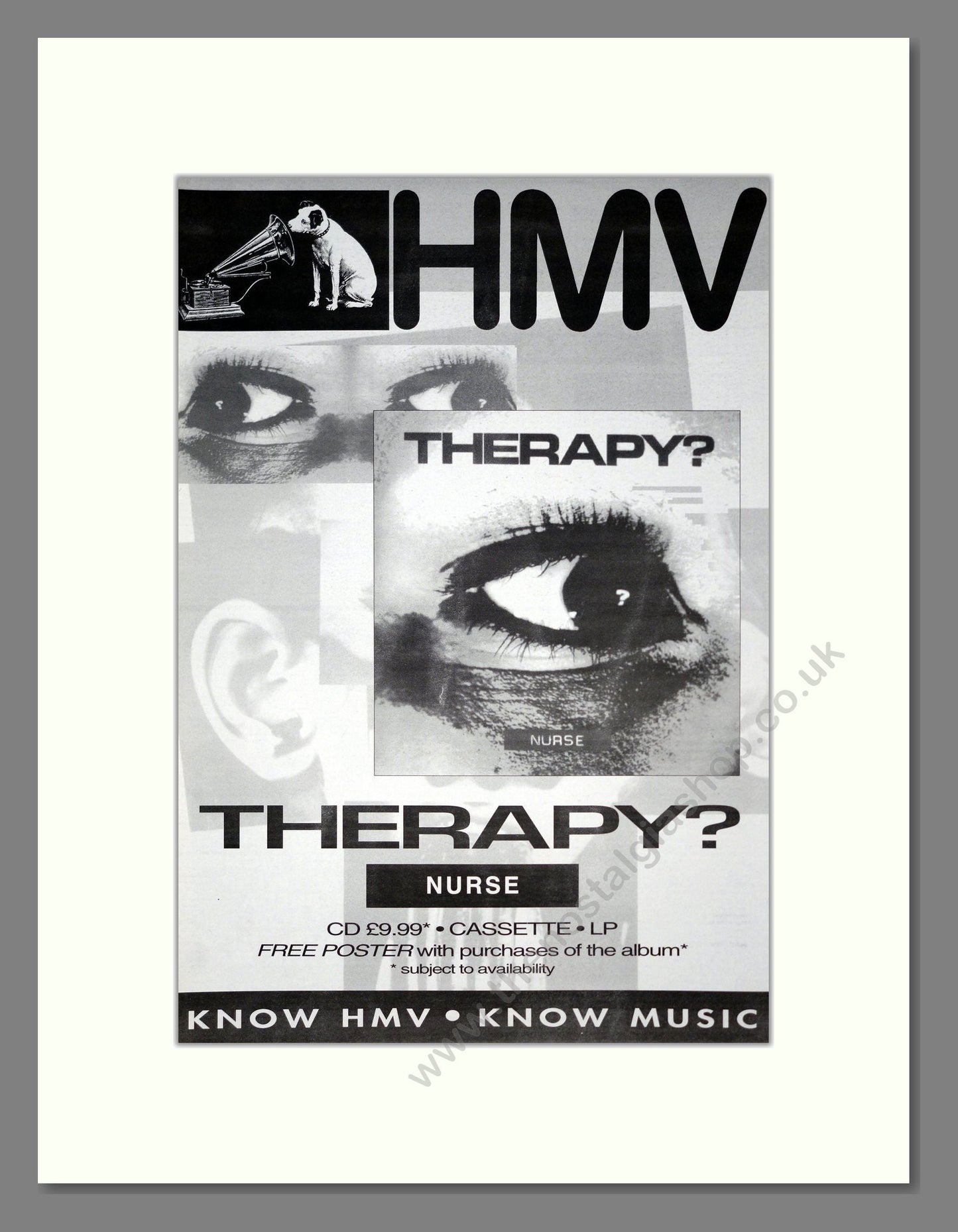 Therapy? - Nurse. Vintage Advert 1993 (ref AD19367)