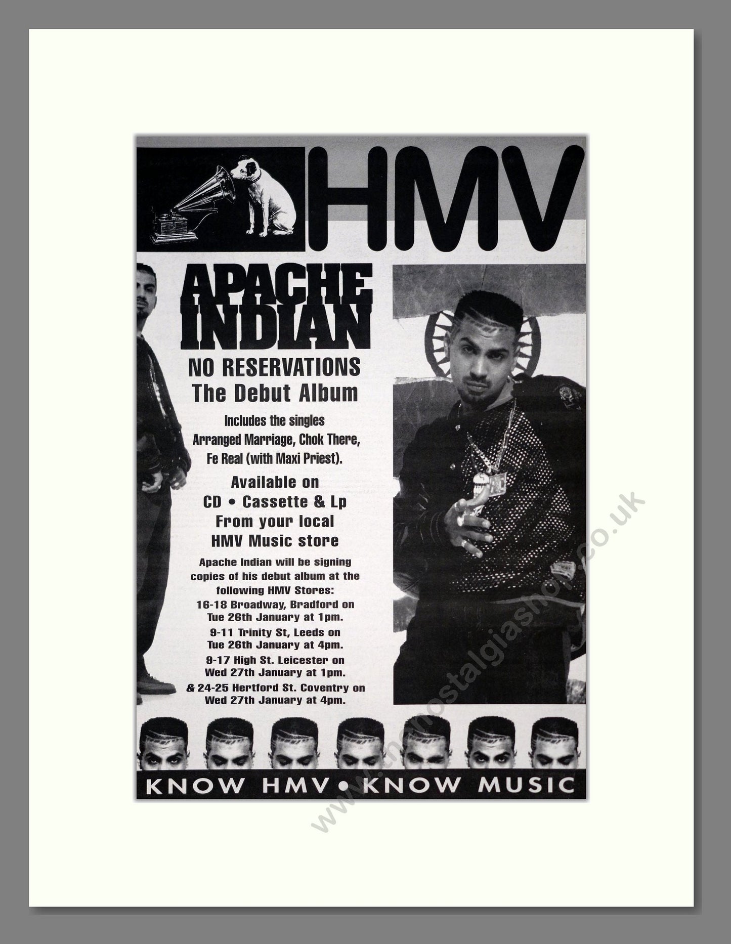 Apache Indian - No Reservations. Vintage Advert 1993 (ref AD19375)