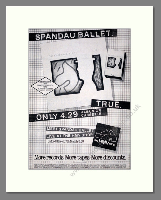 Spandau Ballet - True. Vintage Advert 1983 (ref AD19386)