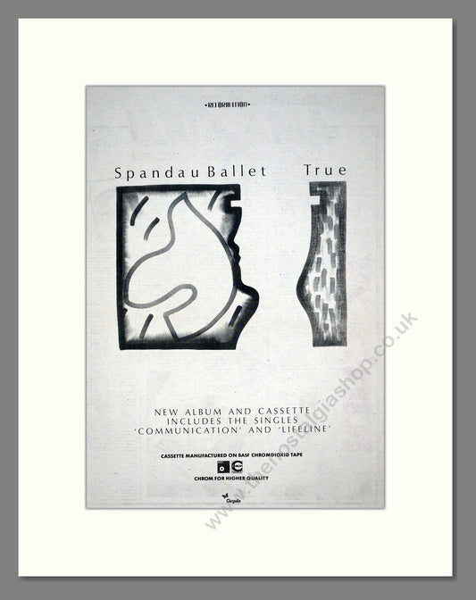 Spandau Ballet - True. Vintage Advert 1983 (ref AD19389)