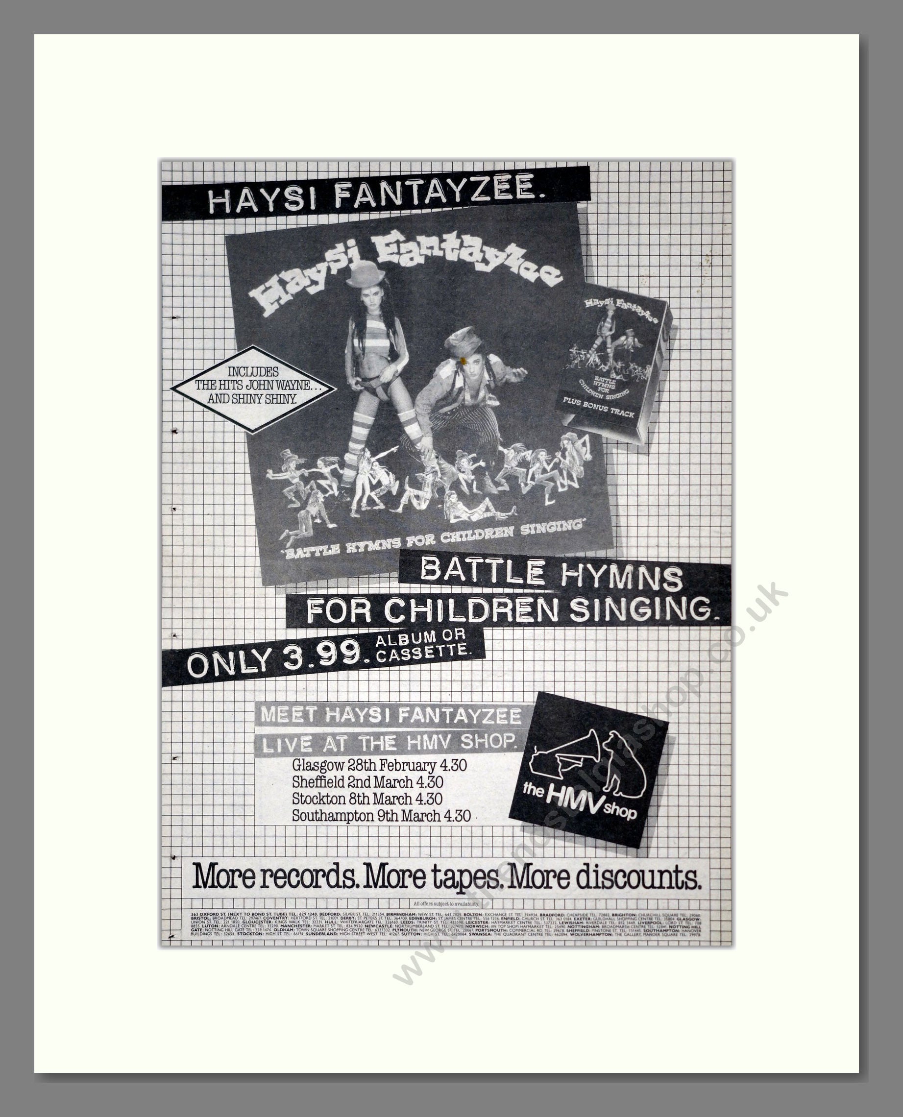 Haysi Fantayzee - Battle Hymns For Children Singing. Vintage Advert 1983 (ref AD19392)