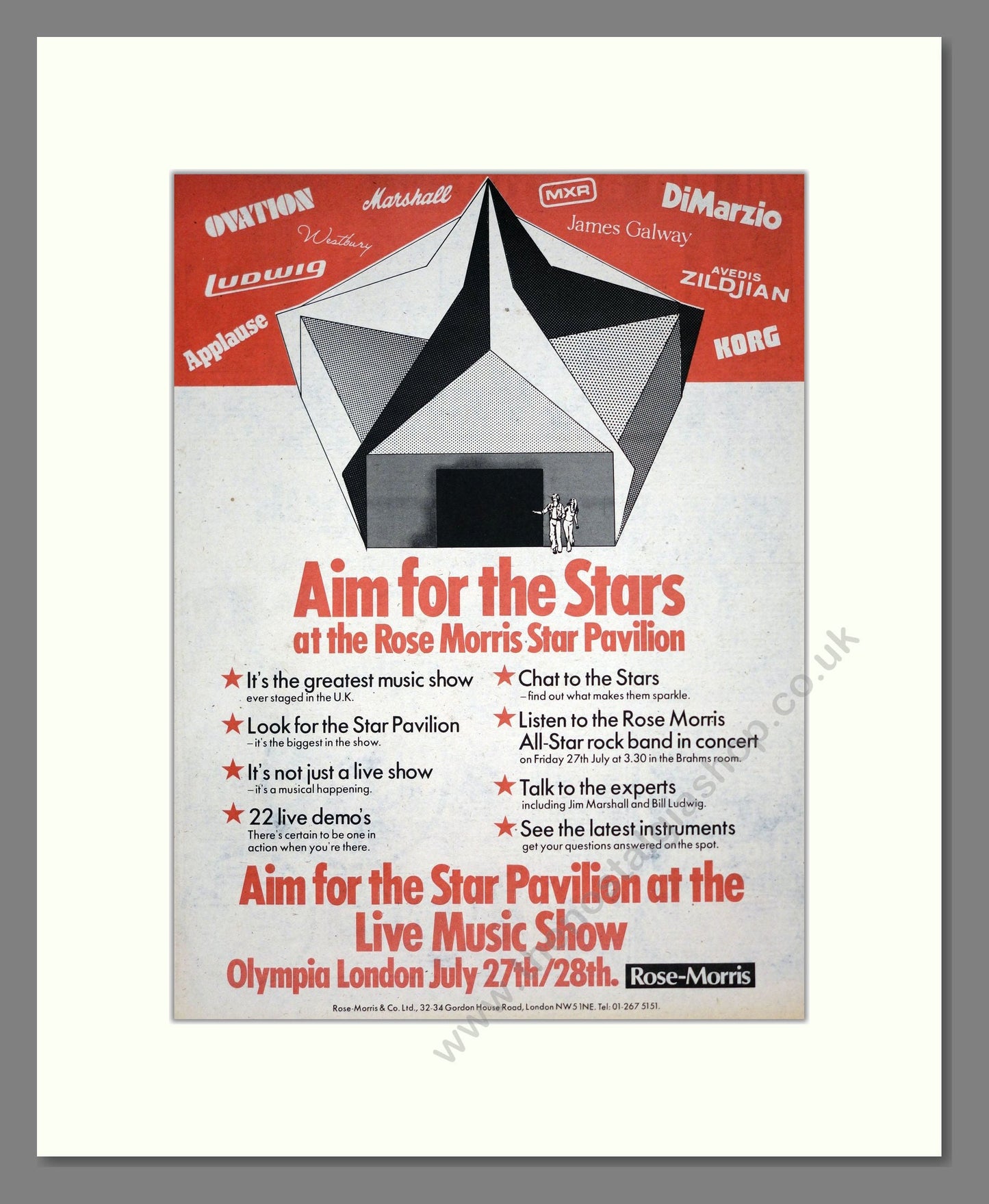 Various Artists - Star Pavillion Live Music Show. Vintage Advert 1979 (ref AD19410)