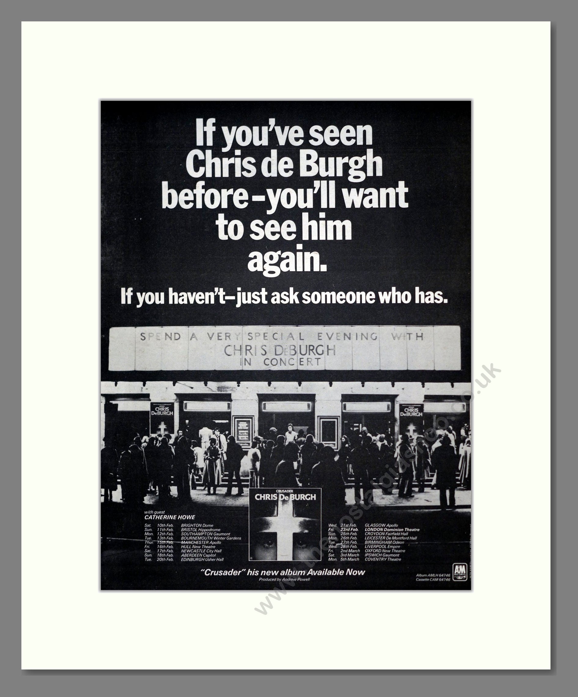 Chris De Burgh - UK Tour. Vintage Advert 1979 (ref AD19414)