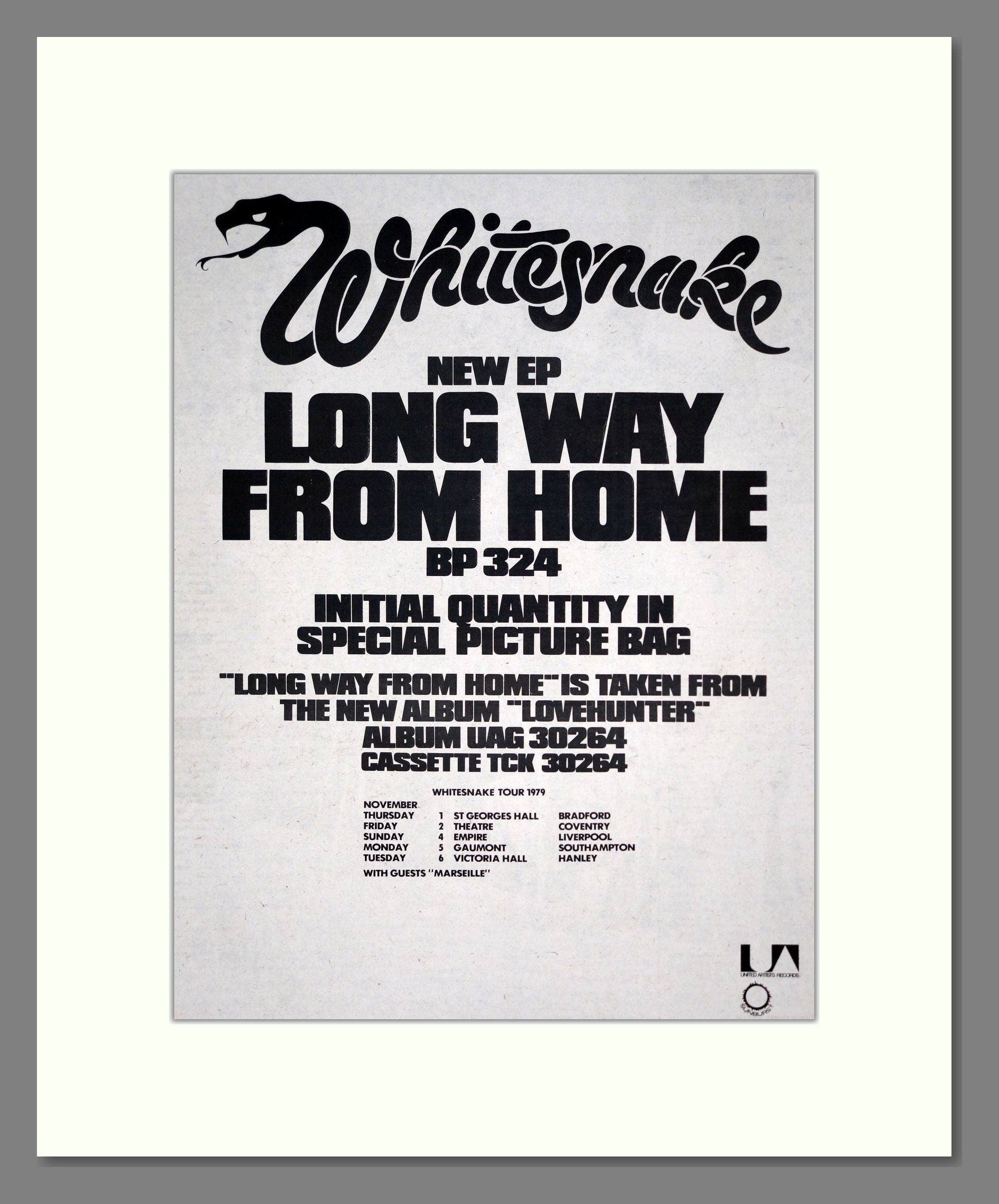 Whitesnake - Long Way From Home. Vintage Advert 1979 (ref AD19431)