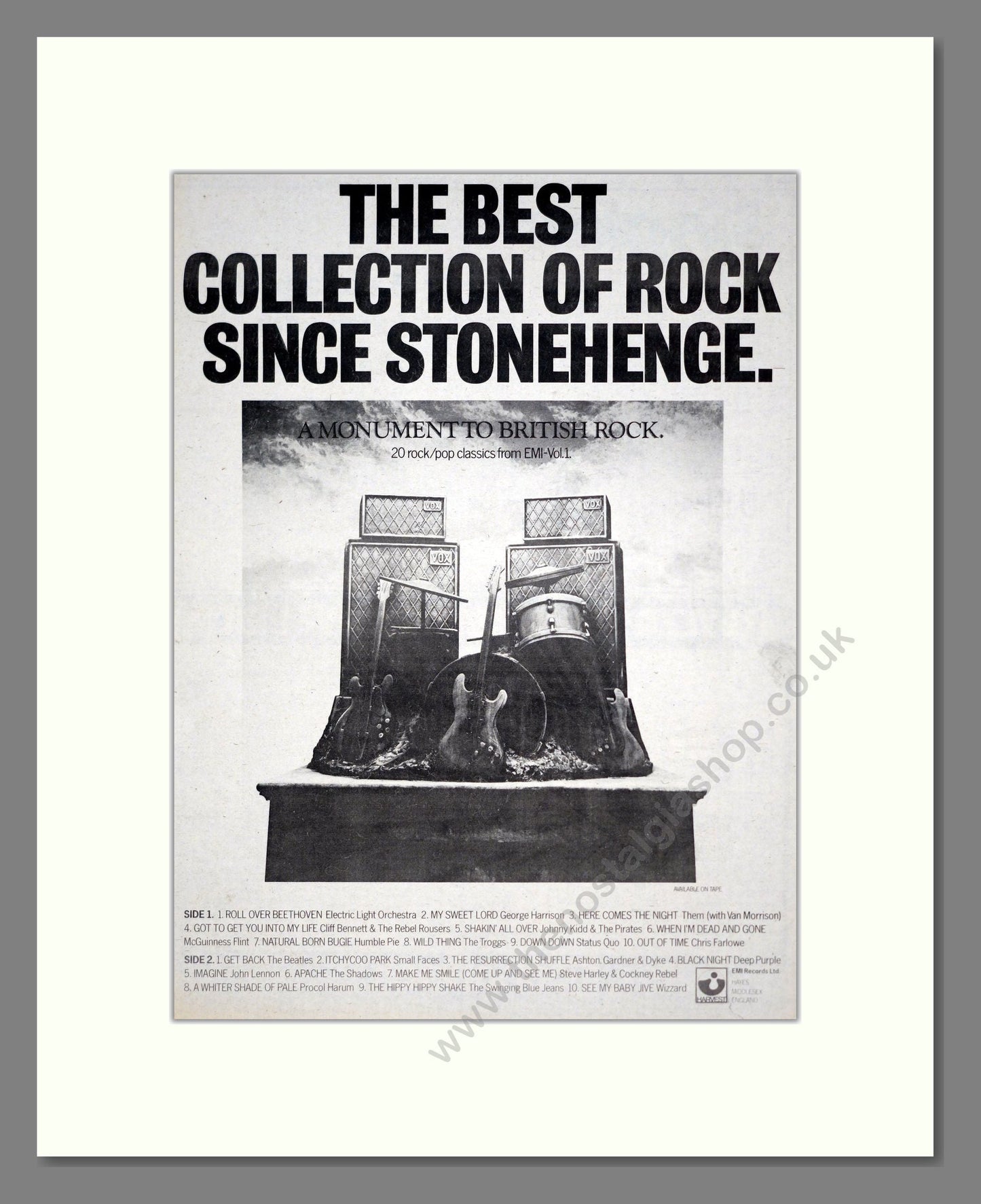 Various Artists - A Monument To British Rock. Vintage Advert 1979 (ref AD19435)