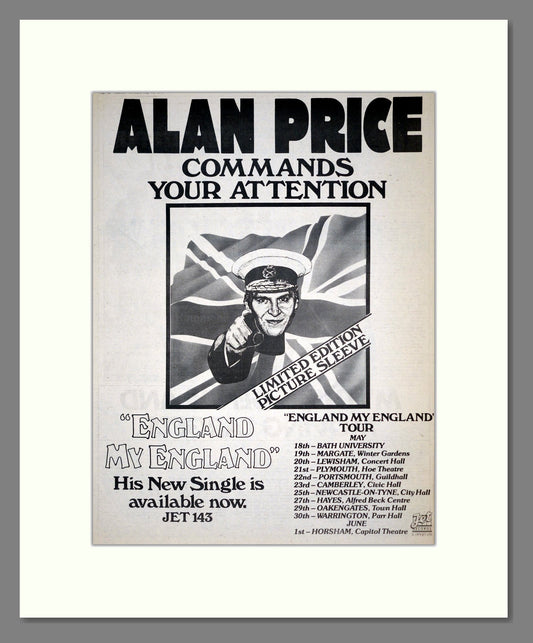 Alan Price - England My England. Vintage Advert 1979 (ref AD19441)