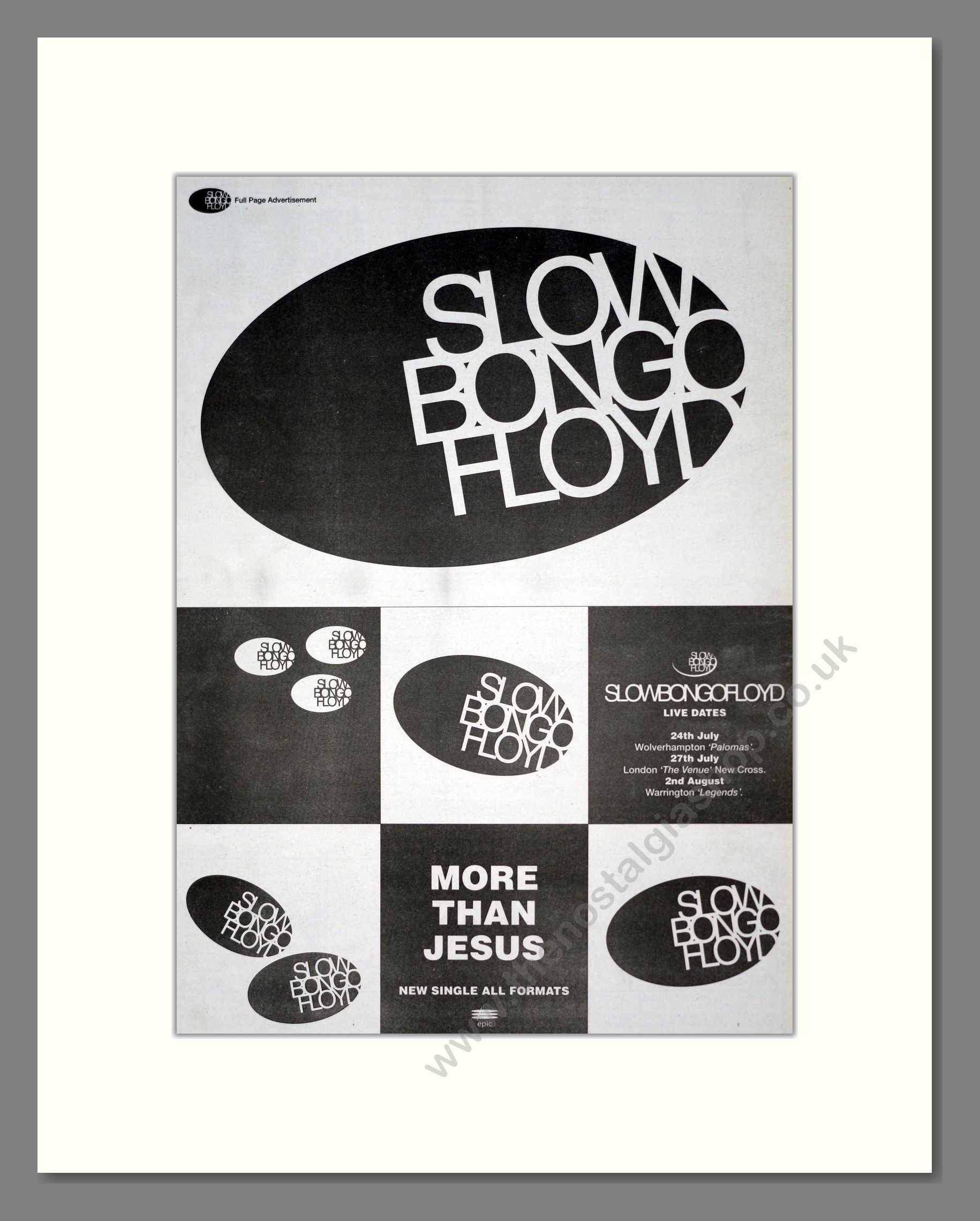 Slow Bongo Floyd - More Than Jesus. Vintage Advert 1991 (ref AD19450)