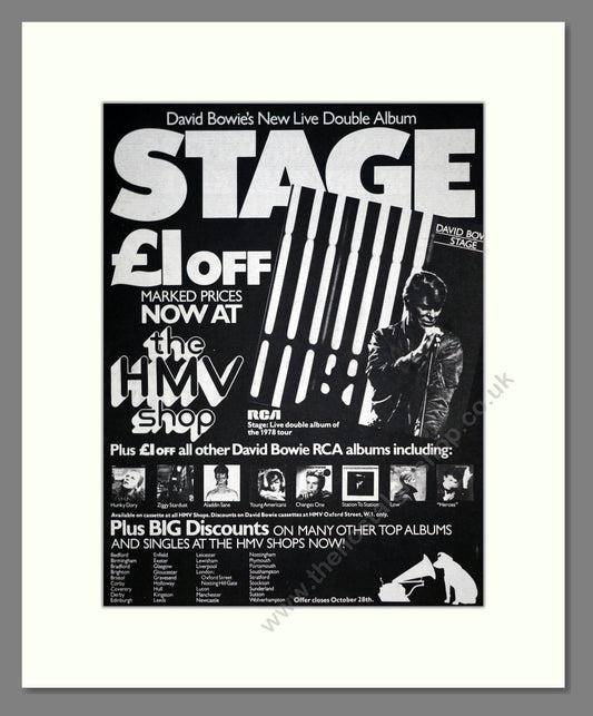 David Bowie - Stage Live Double Album. Vintage Advert 1978 (ref AD19481)