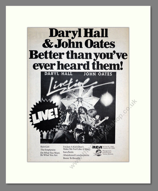 Hall And Oates - Livetime. Vintage Advert 1978 (ref AD19491)