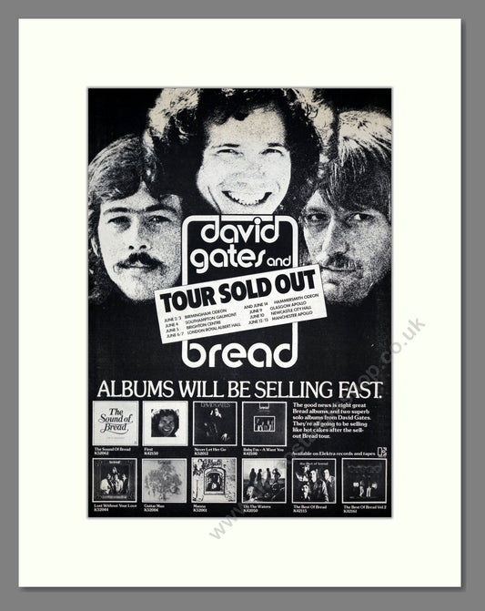 Bread / David Gates - UK Tour and Albums. Vintage Advert 1978 (ref AD19492)