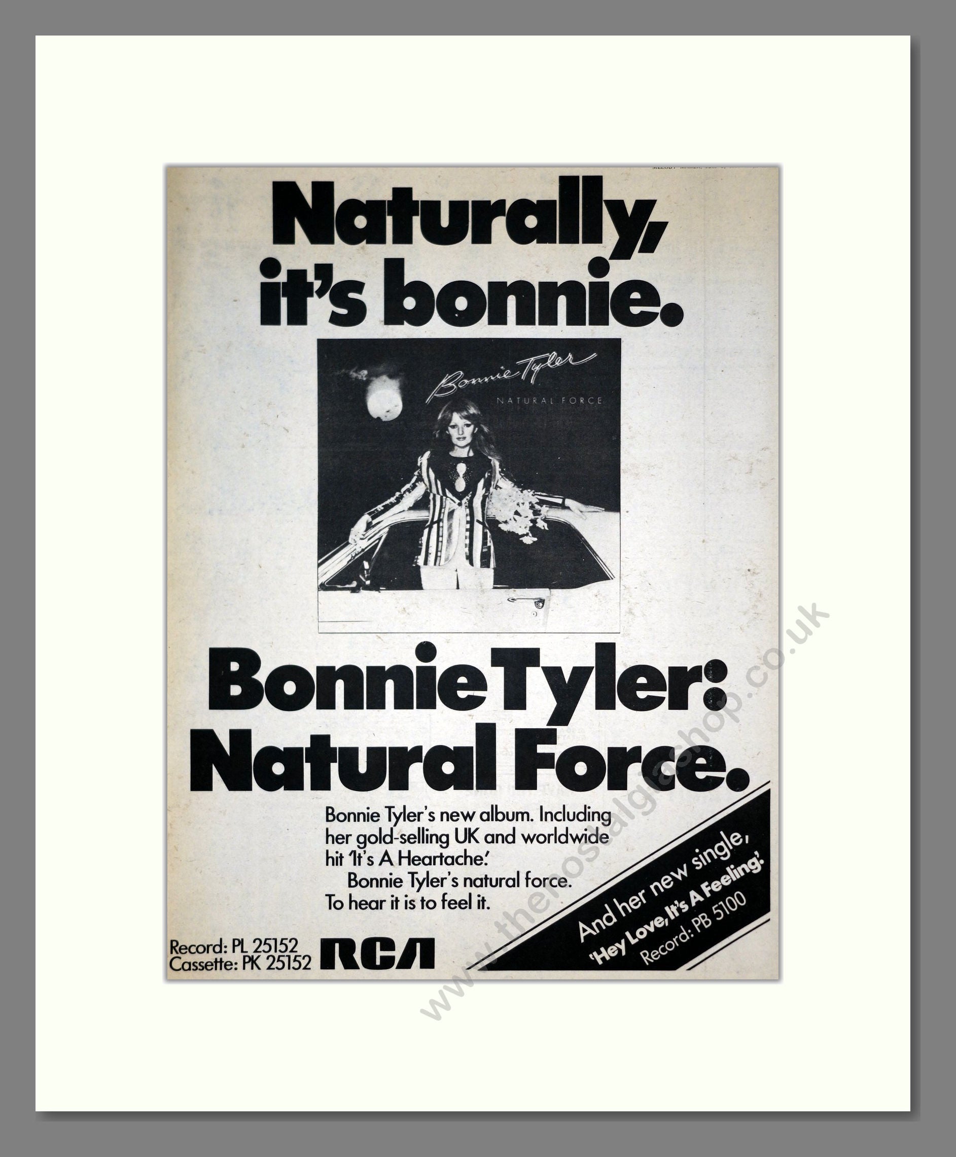 Bonnie Tyler - Natural Force. Vintage Advert 1978 (ref AD19493)