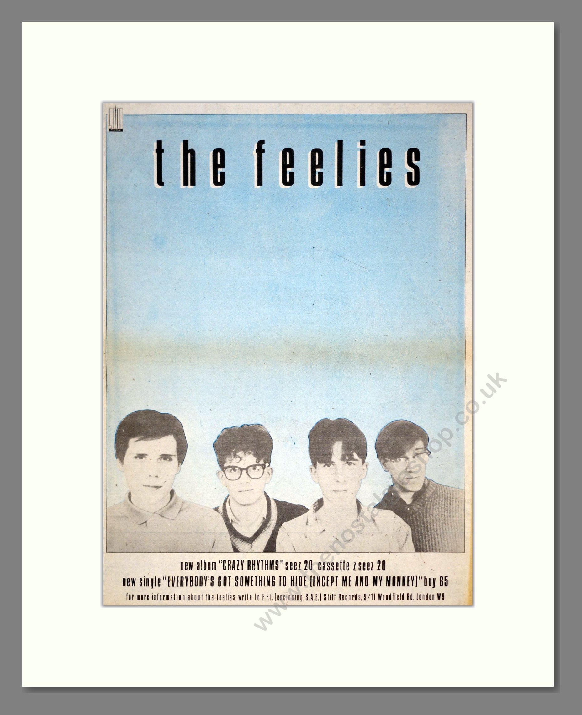 Feelies (The) - Crazy Rhythms. Vintage Advert 1980 (ref AD19548)