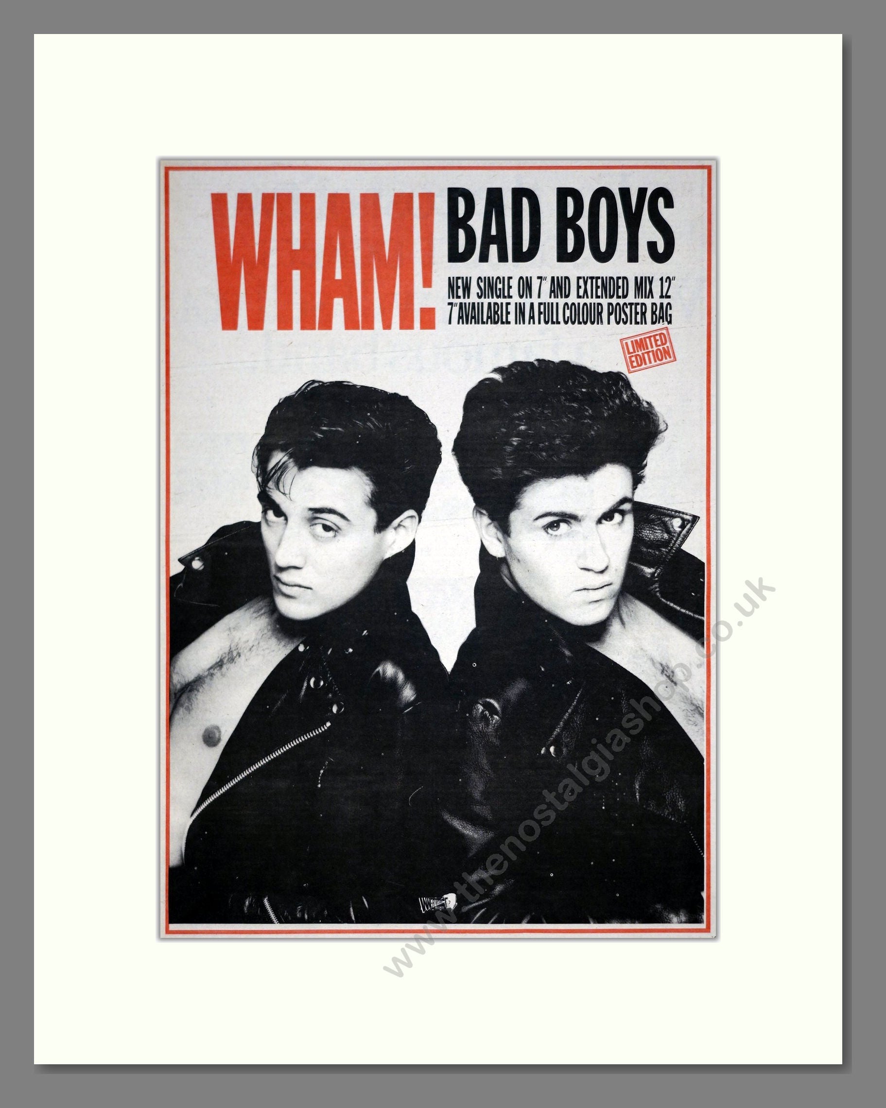 Wham! - Bad Boys. Vintage Advert 1983 (ref AD19557)