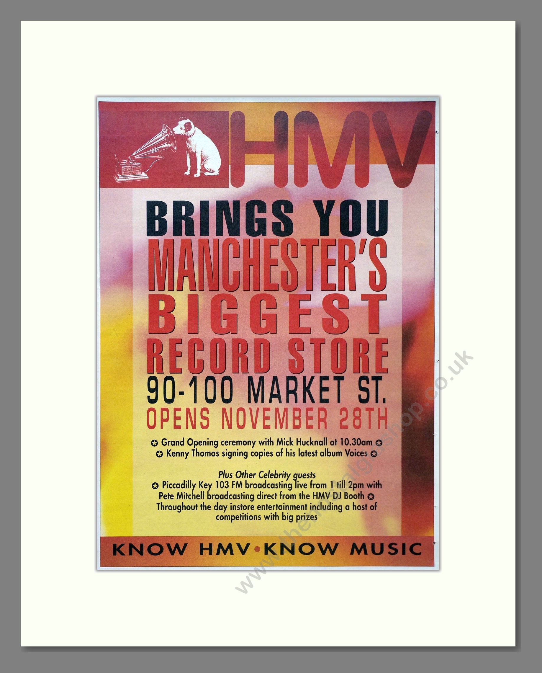 HMV - New Manchester Store. Vintage Advert 1991 (ref AD19566)