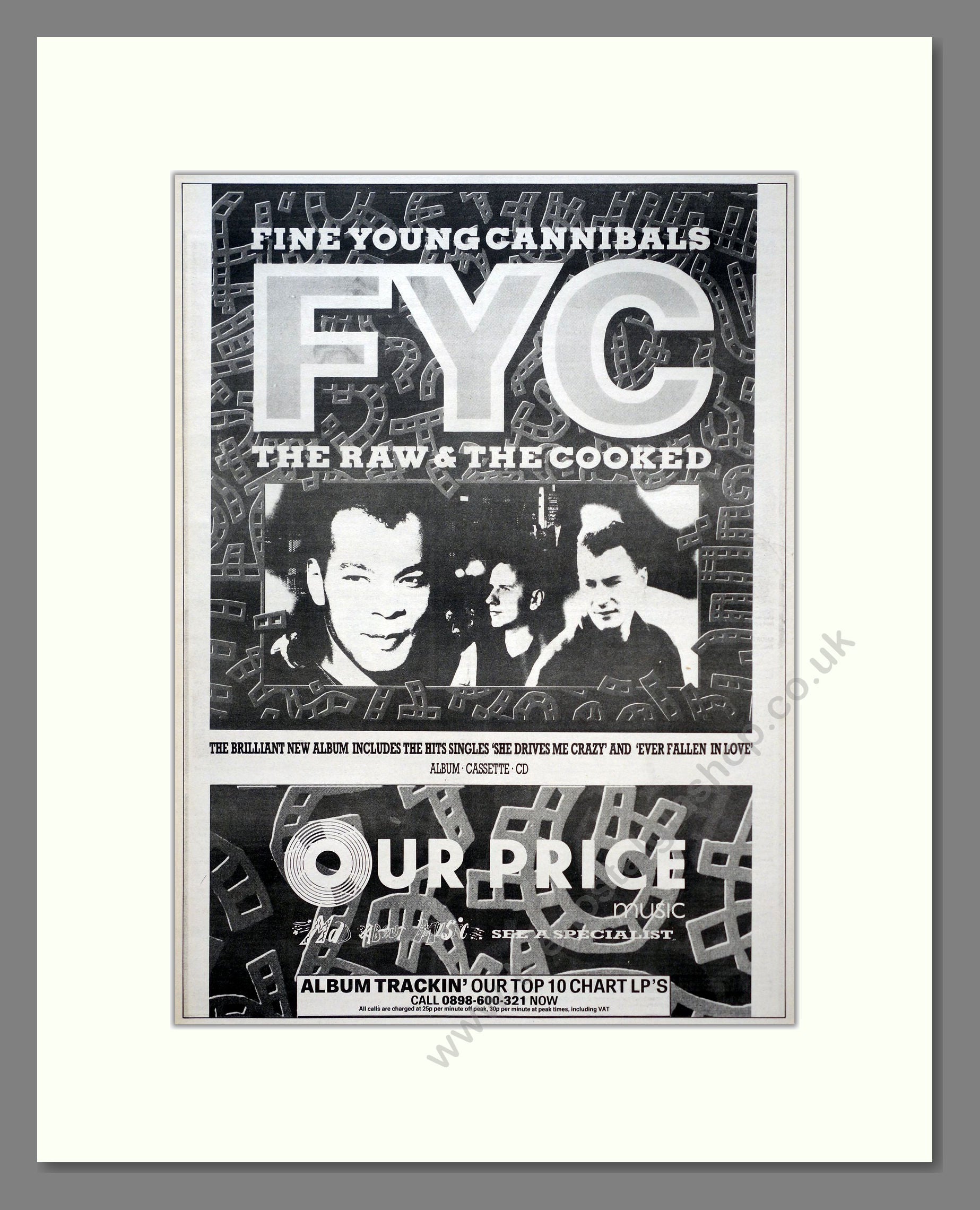 Fine Young Cannibals - The Raw And The Cooked. Vintage Advert 1989 (ref AD19599)