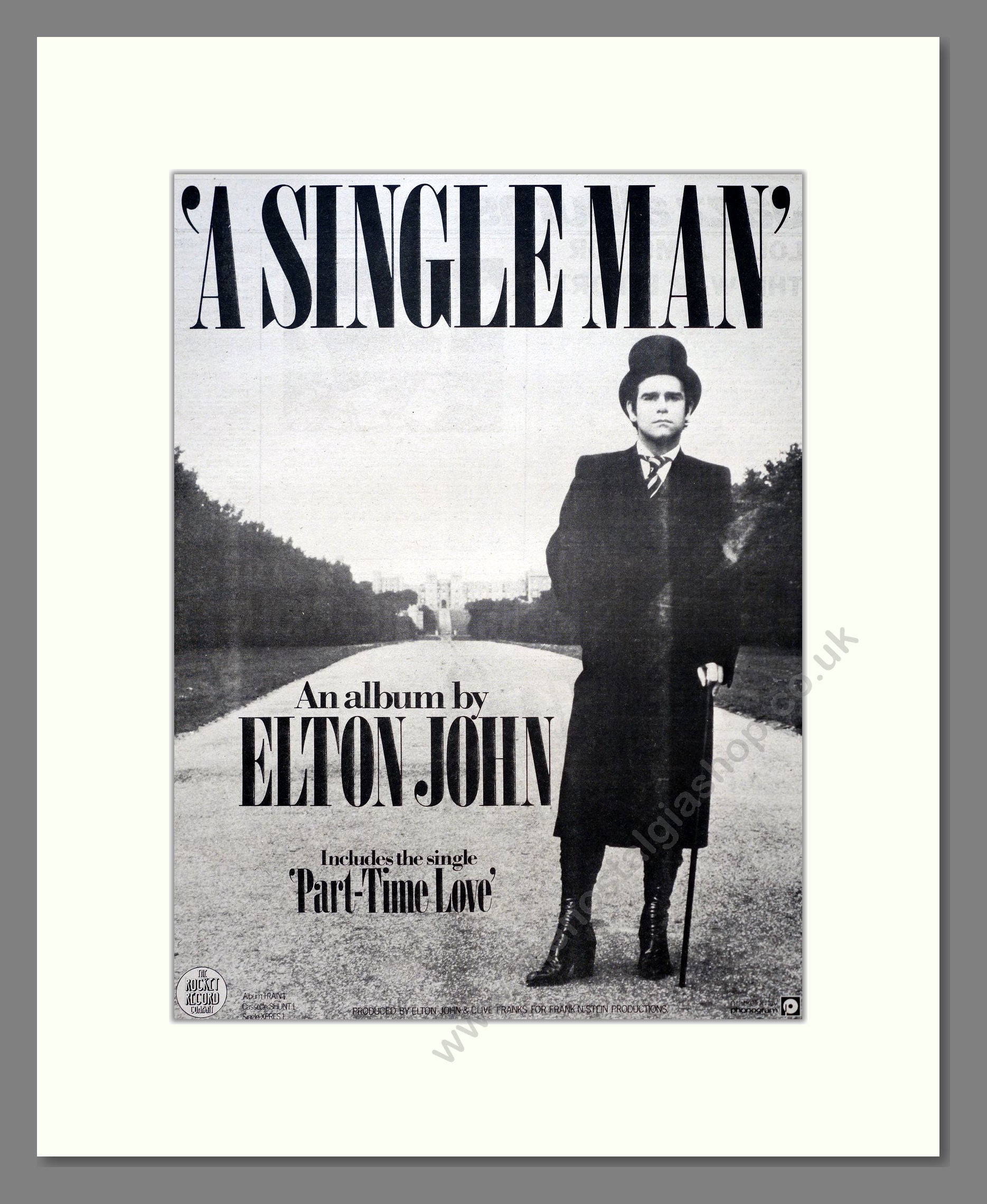 Elton John - A Single Man. Vintage Advert 1978 (ref AD19616)