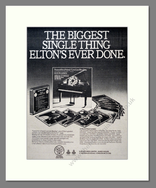 Elton John - 12 Record Pack. Vintage Advert 1978 (ref AD19617)