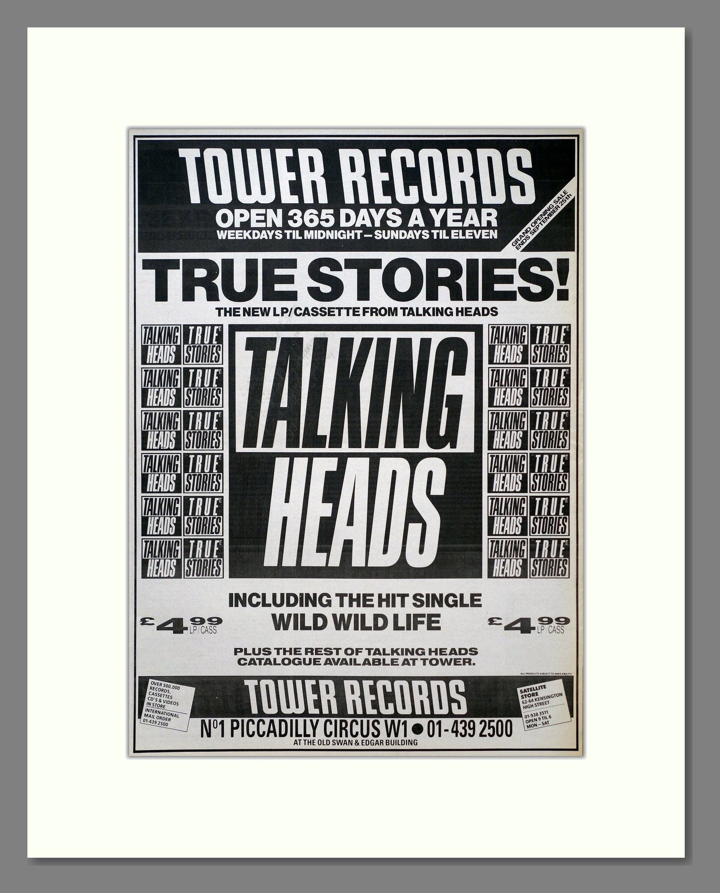 Talking Heads - True Stories. Vintage Advert 1986 (ref AD19622)