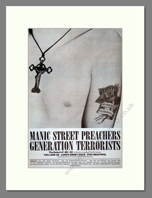 Manic Street Preachers - Generation Terrorists. Vintage Advert 1992 (ref AD19643)