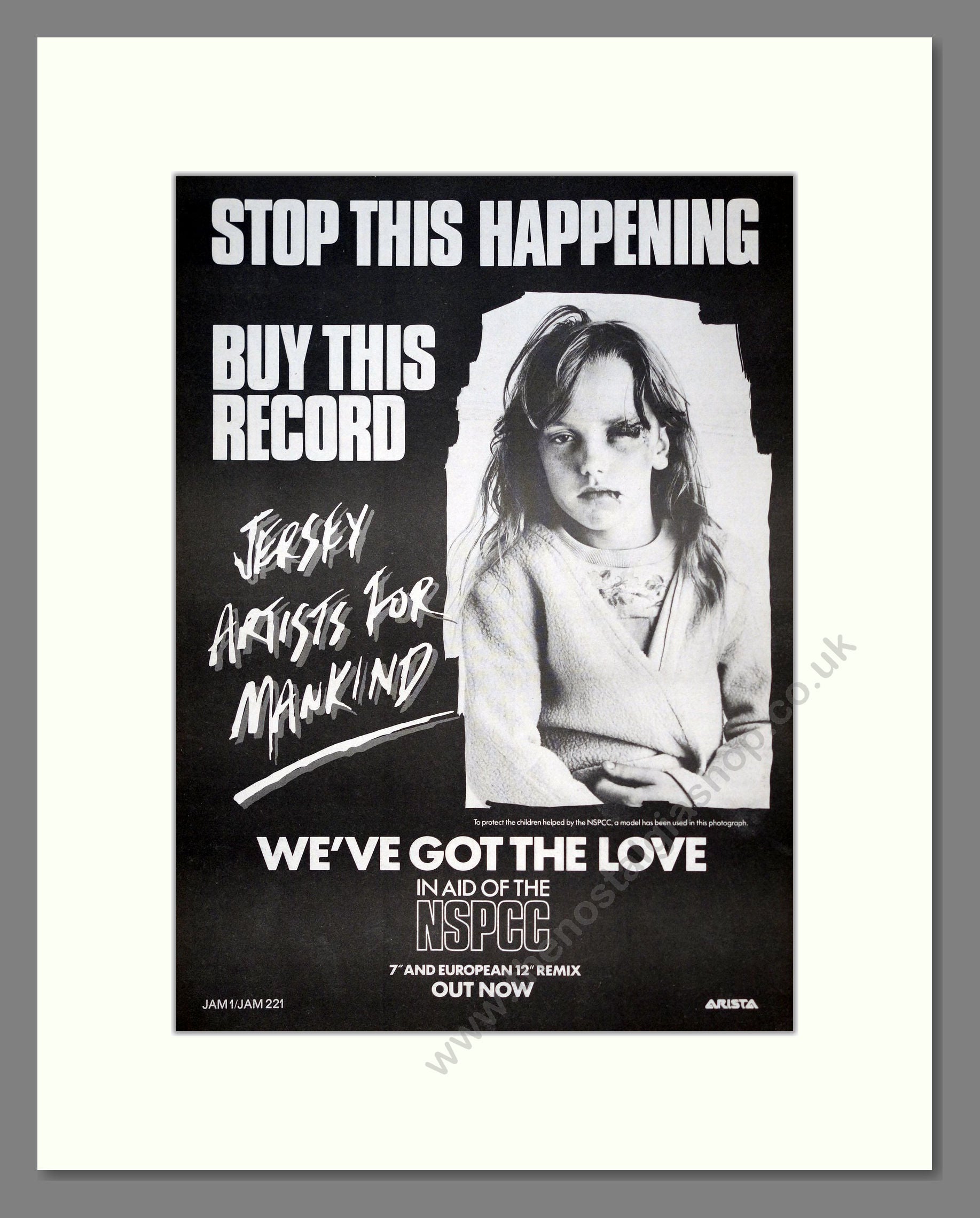 Jersey Artists For Mankind - We've Got The Love. Vintage Advert 1986 (ref AD19651)