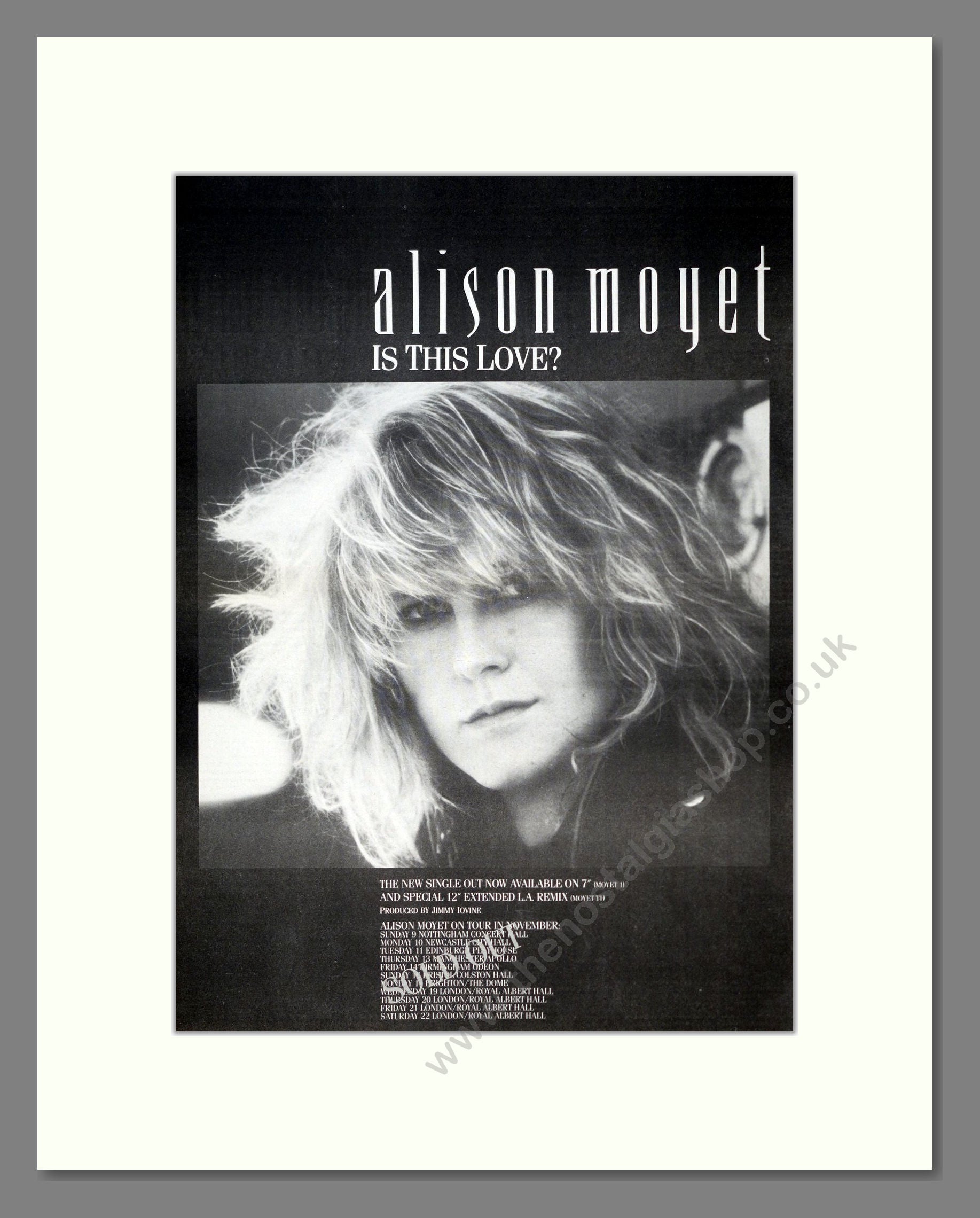 Alison Moyet - Is This Love. Vintage Advert 1986 (ref AD19665)