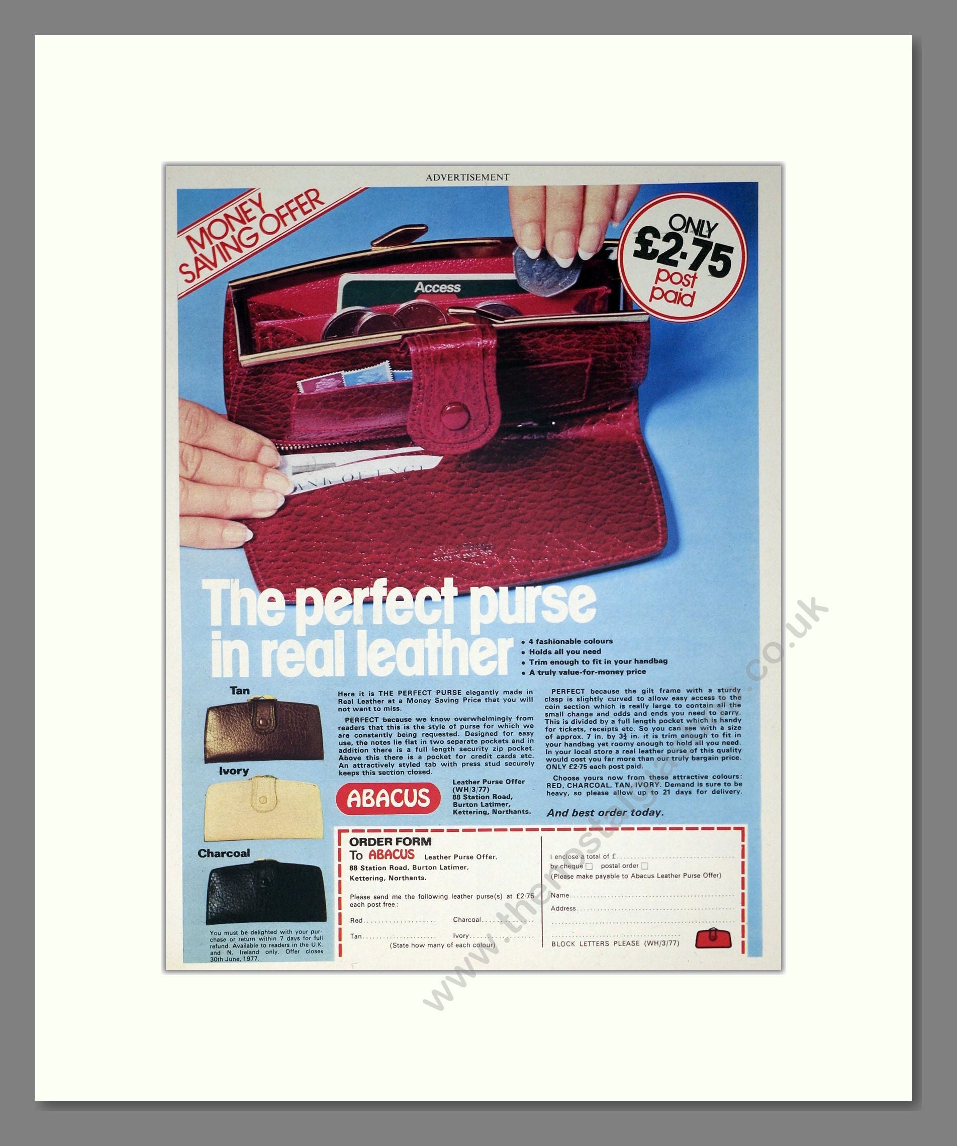 Abacus - Purses. Vintage Advert 1977 (ref AD302411)