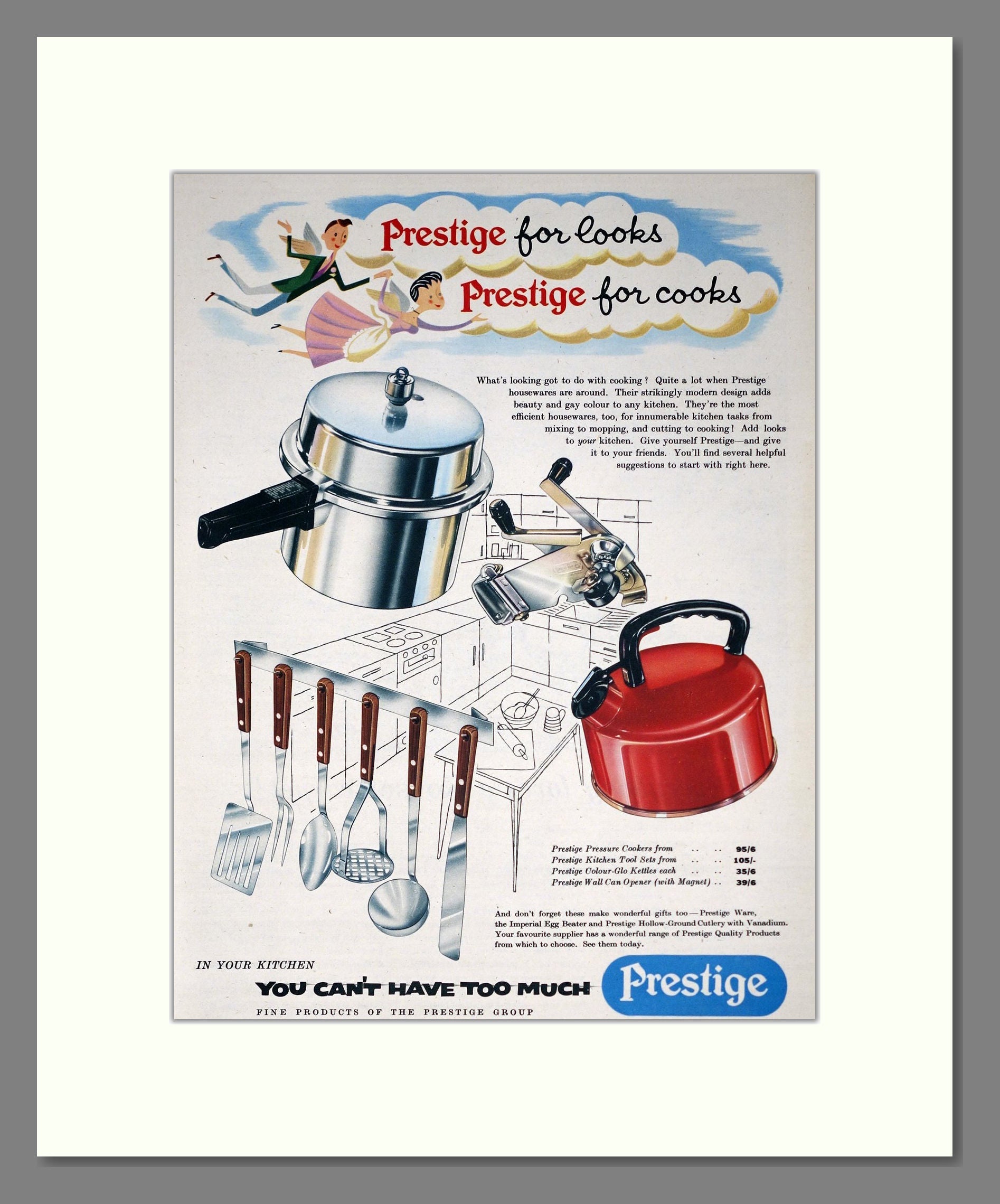 Prestige - Cooking Equipment. Vintage Advert 1957 (ref AD302456)