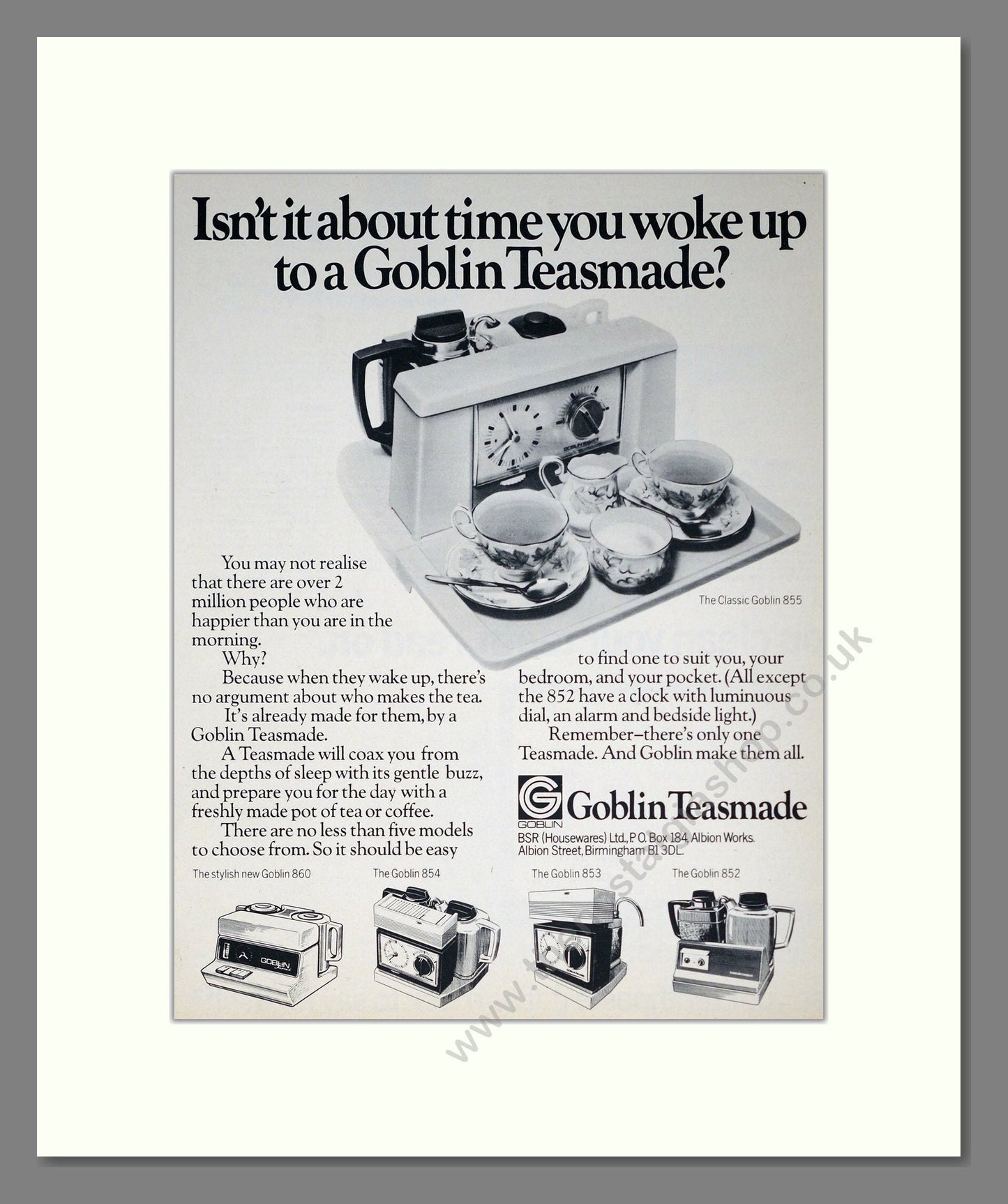 Goblin - Teasmade. Vintage Advert 1977 (ref AD302470)