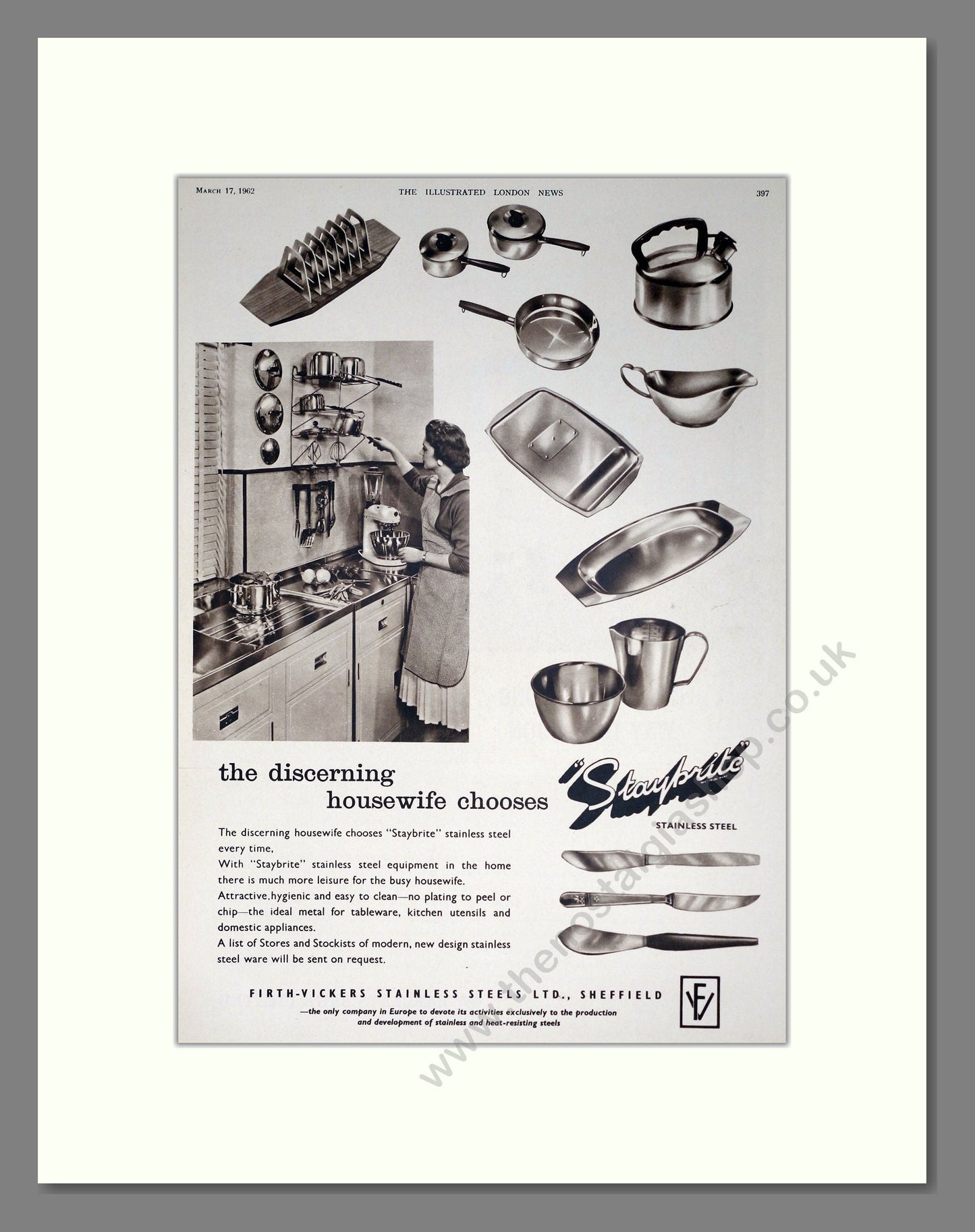 Staybrite - Stainless Steel. Vintage Advert 1962 (ref AD302483)