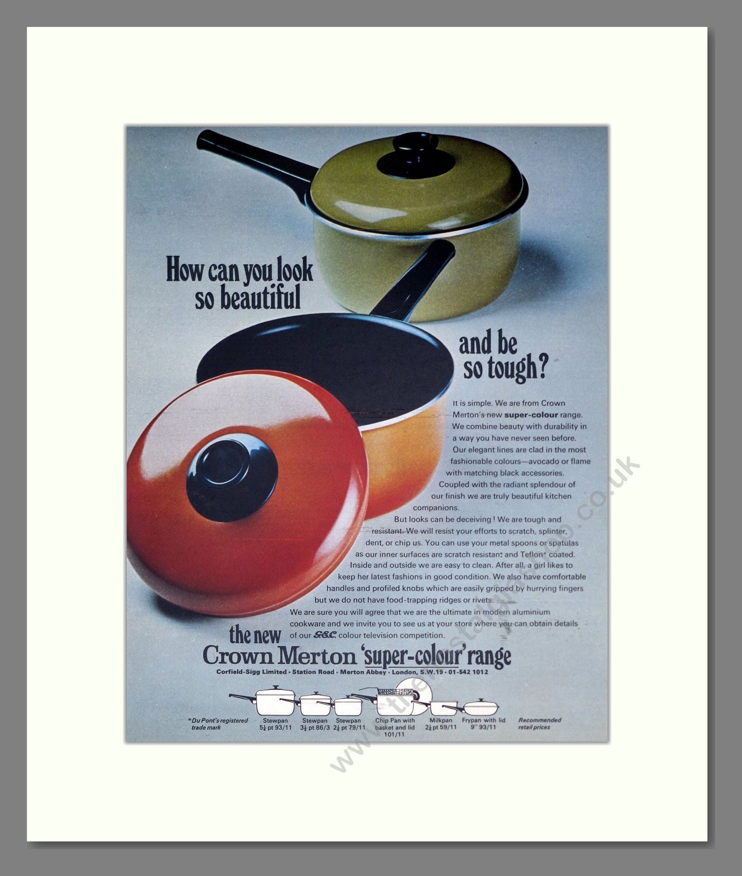 Crown Merton - Saucepans. Vintage Advert 1970 (ref AD302484)