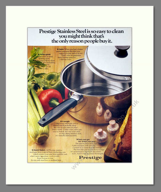 Prestige - Stainless Steel Pans. Vintage Advert 1971 (ref AD302487)