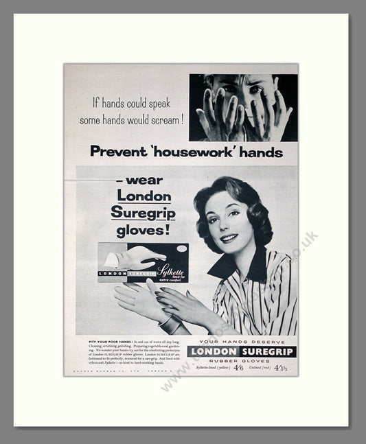 Suregrip - Rubber Gloves. Vintage Advert 1957 (ref AD302493)