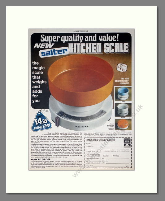 Salter - Scales. Vintage Advert 1977 (ref AD302498)