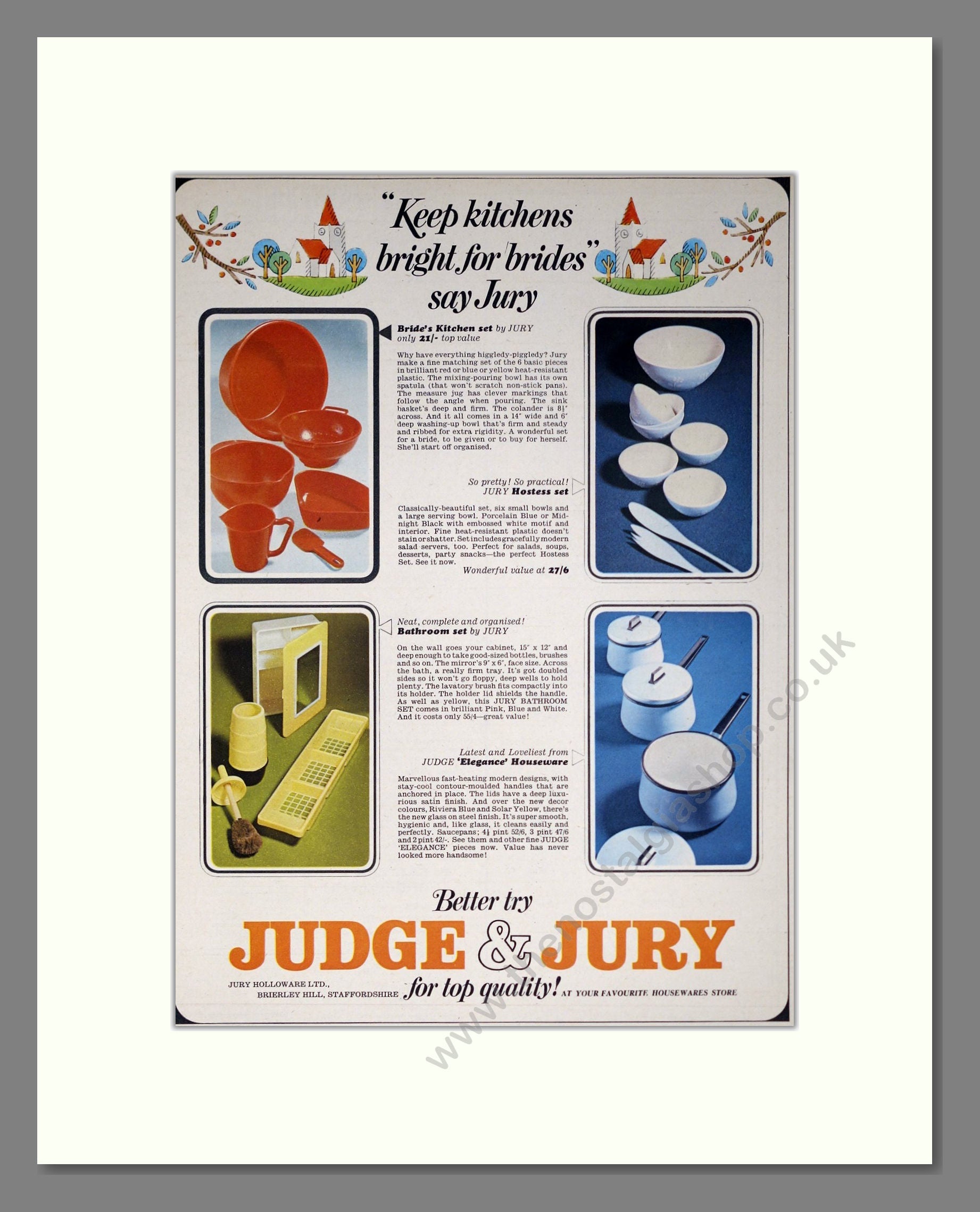 Judge And Jury - Bowls and Pans. Vintage Advert 1965 (ref AD302508)